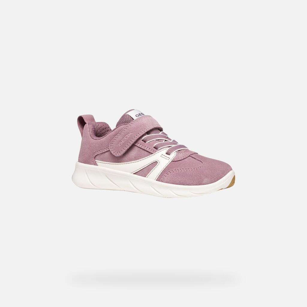 Baskets Fille J FOOT-RUN GIRL Vieux Rose/Blanc 3/7