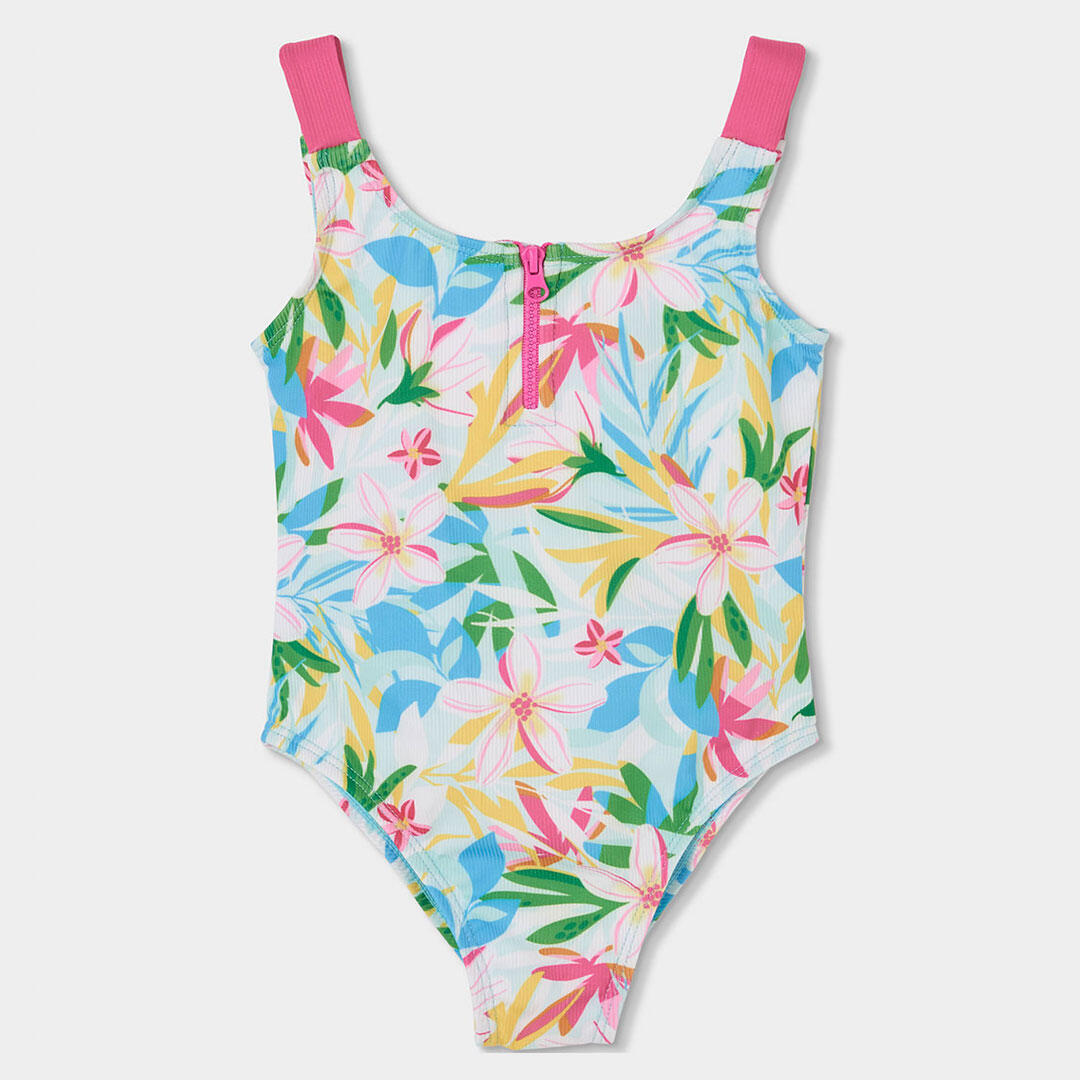 Bañador para niña estampado flores UPF50 1/4