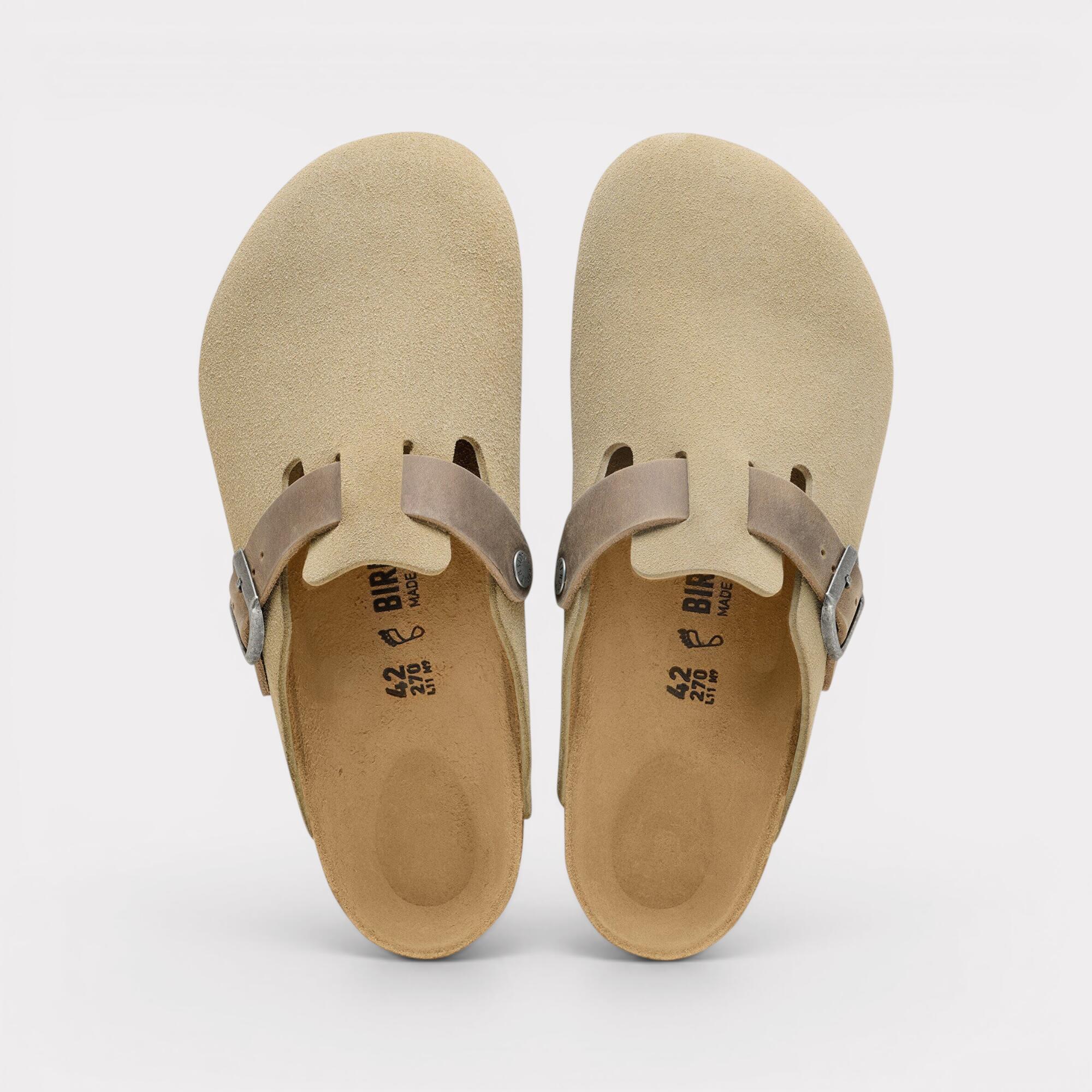 Birkenstock Boston - Faded Khaki Suede 5/6