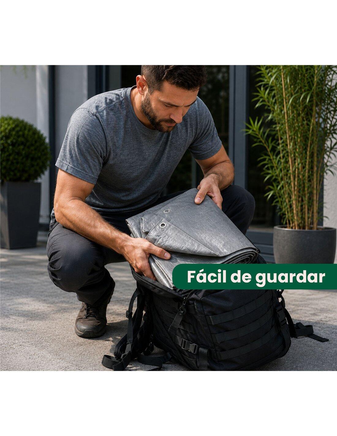 Toldo Reforzado Impermeable | Lona Multi JARDIN202 Gris 8X12M. 5/5