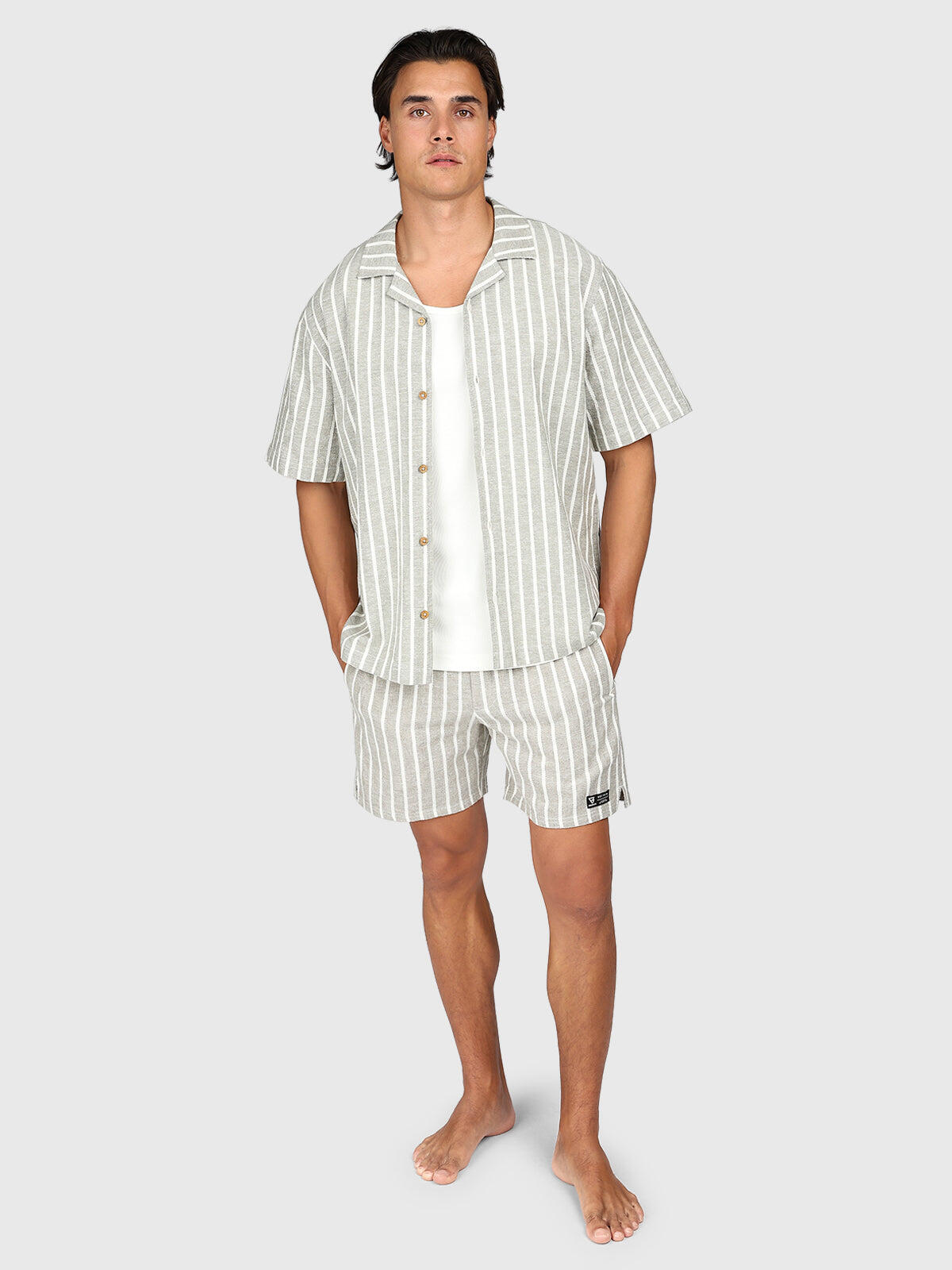 Sanni Heren Shirt Fashion Button-Up Short-Sleeve Regular Fit Snow 6/6