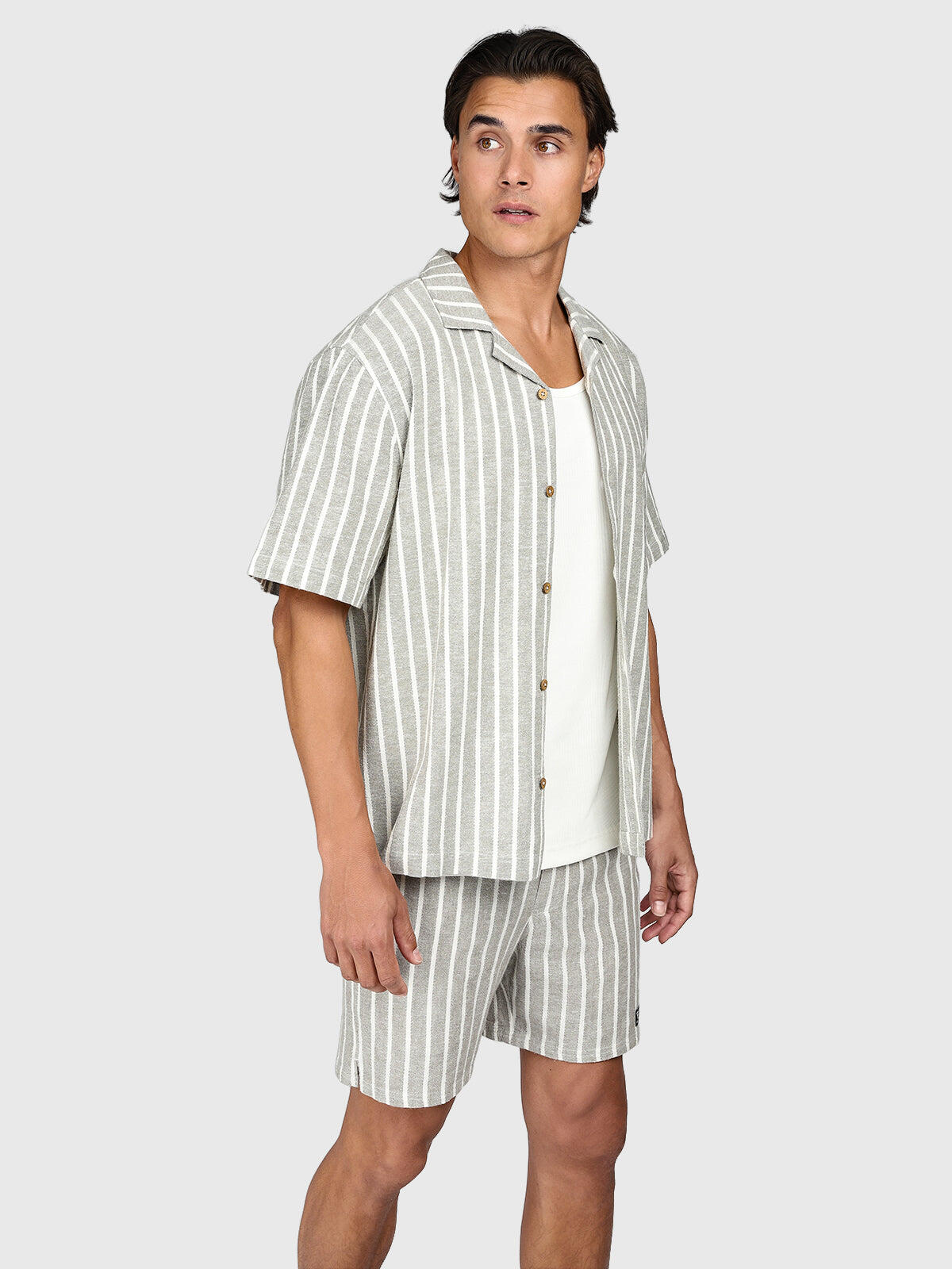 Sanni Heren Shirt Fashion Button-Up Short-Sleeve Regular Fit Snow 5/6