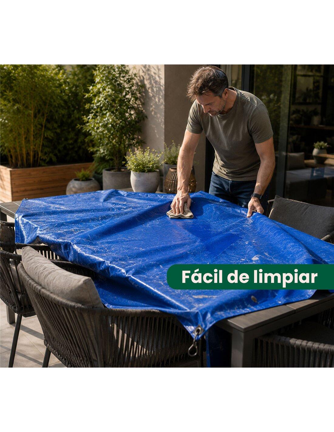 Toldo Reforzado Impermeable | Lona Multi JARDIN202 Azul 3X4M. 4/5