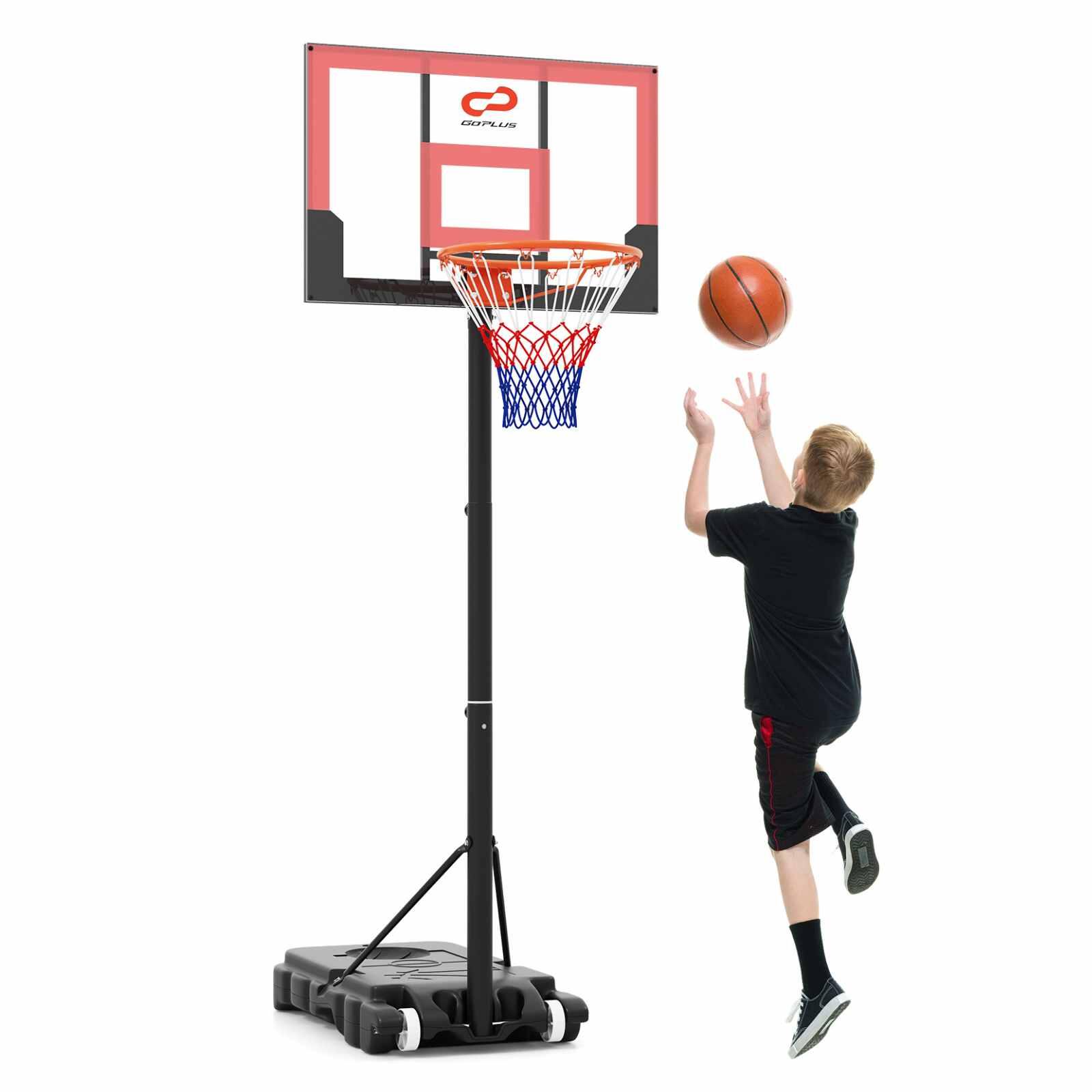 1.4-2.6m Portable Basketball Hoop w/PC Backboard Red