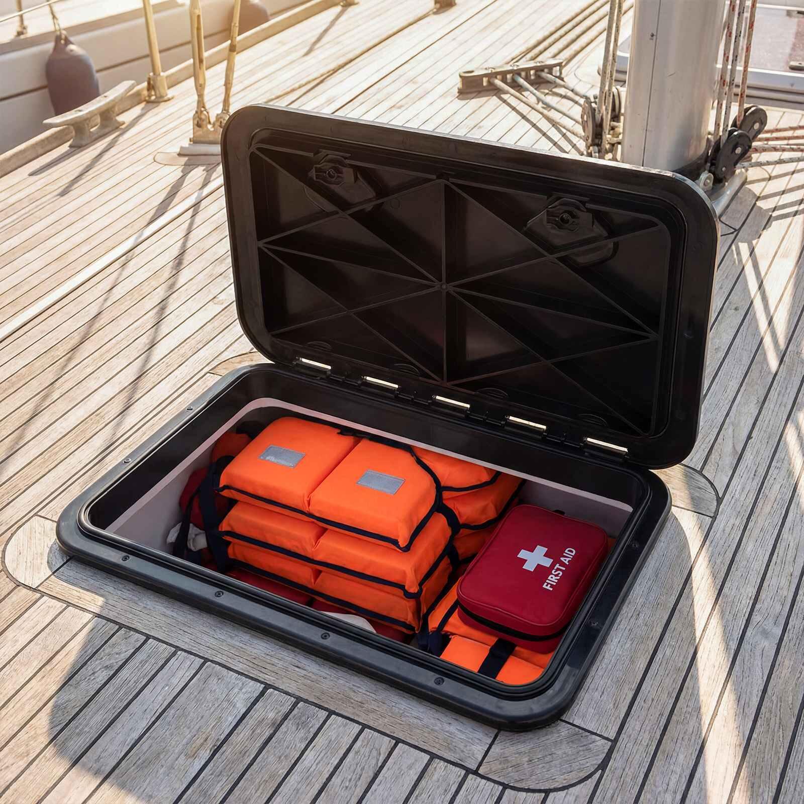 60.5x35.5cm Marine Deck Hatch Cover Non-Slip Black
