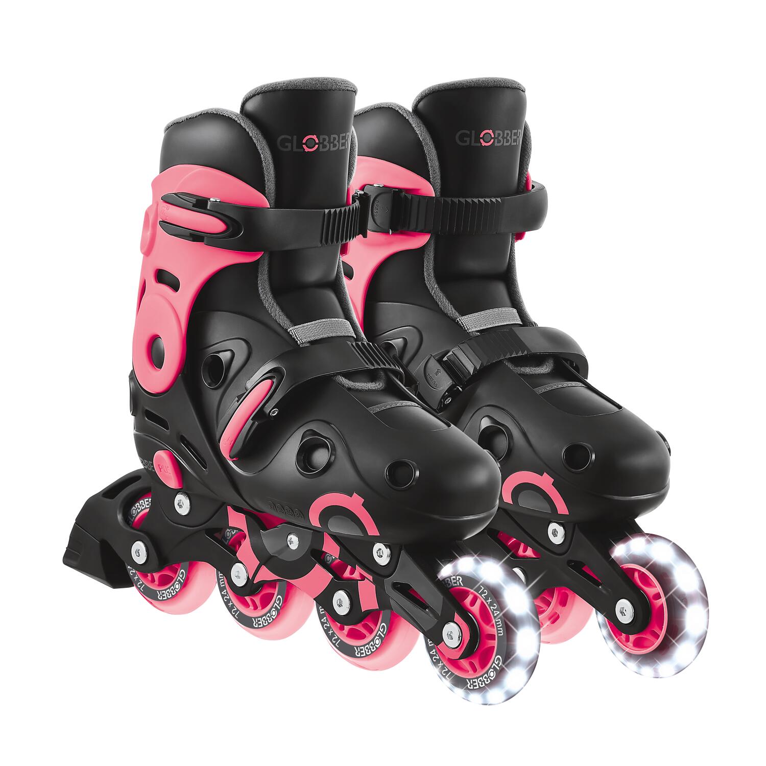 Rollers GO SKATES Taille M-L du 34 au 37 - Noir-Rose 6/7