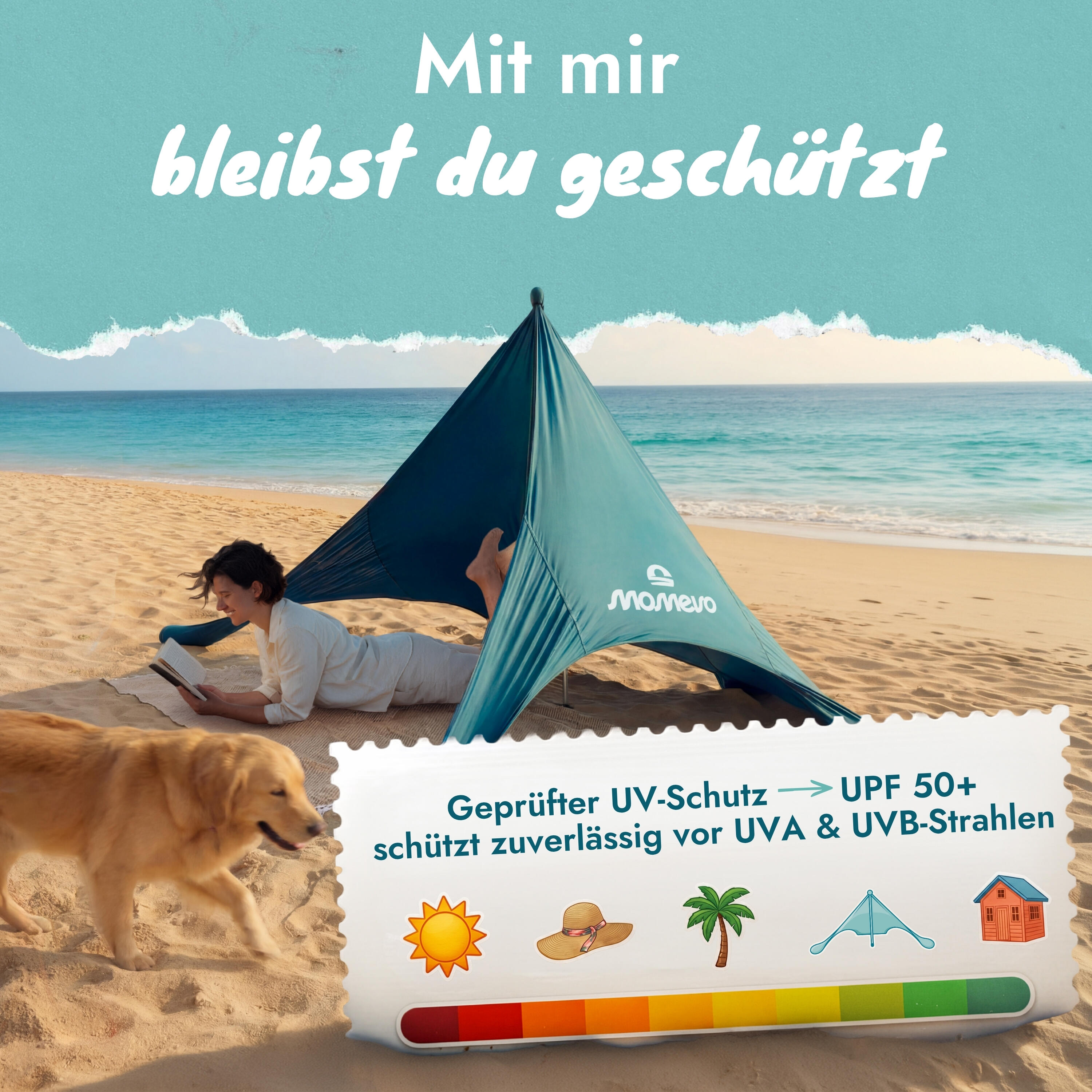 Sunsail Strandzelt Couple – Sonnensegel für 2 Pers. mit UV-Schutz UPF 50+ 4/8