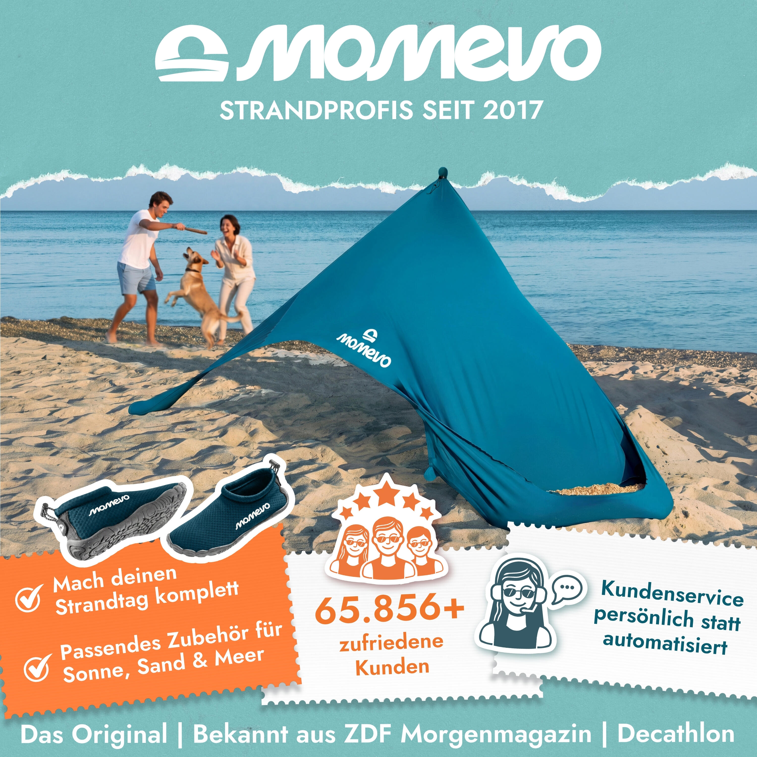 Sunsail Strandzelt Couple – Sonnensegel für 2 Pers. mit UV-Schutz UPF 50+ 6/8