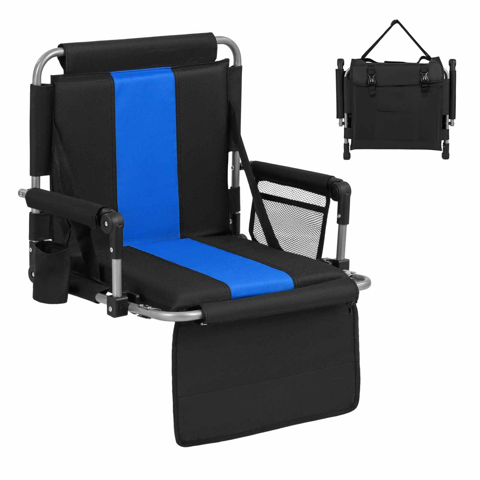 54cm Foldable Stadium Seat w/Padded Back & Armrests Blue
