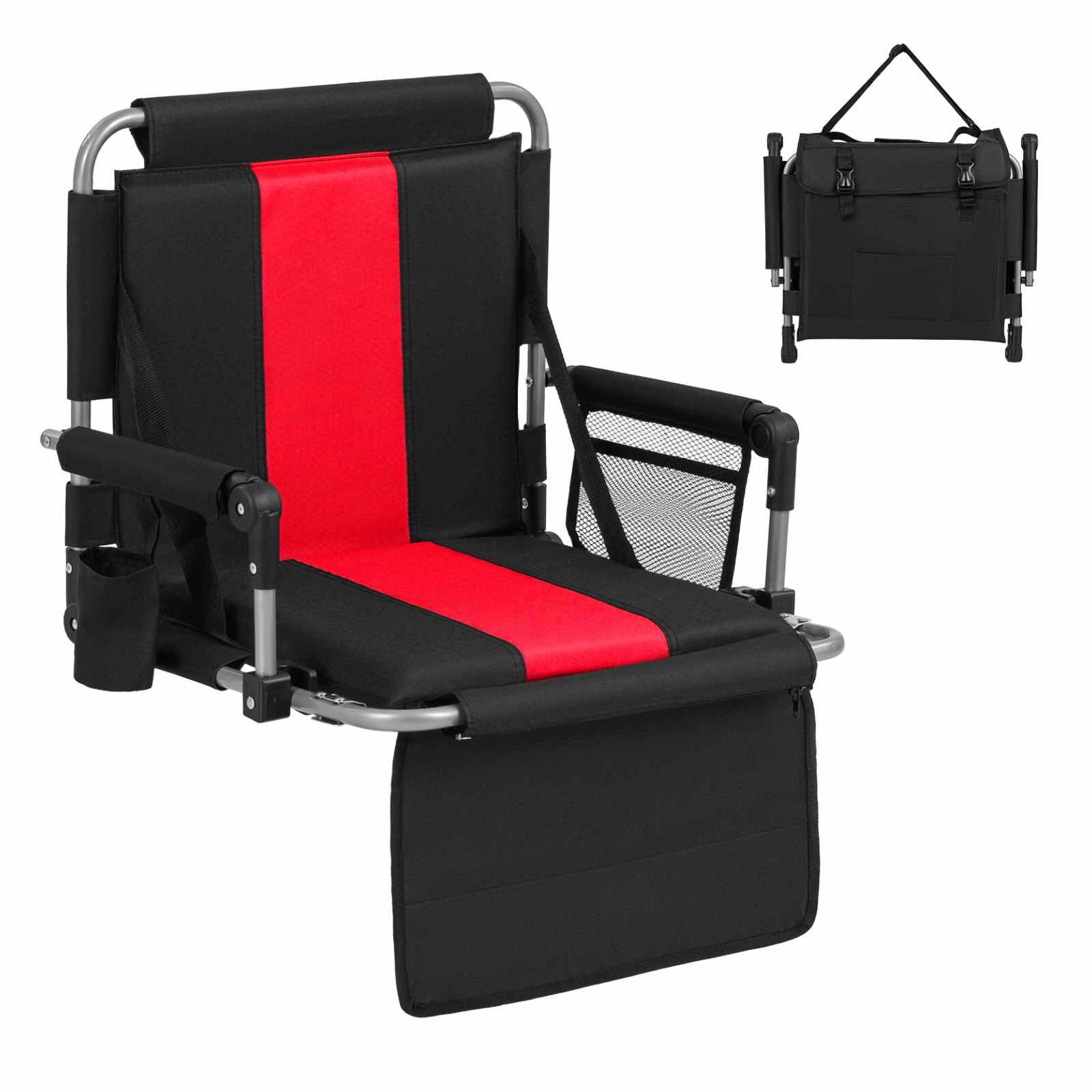 54cm Foldable Stadium Seat w/Padded Back & Armrests Red