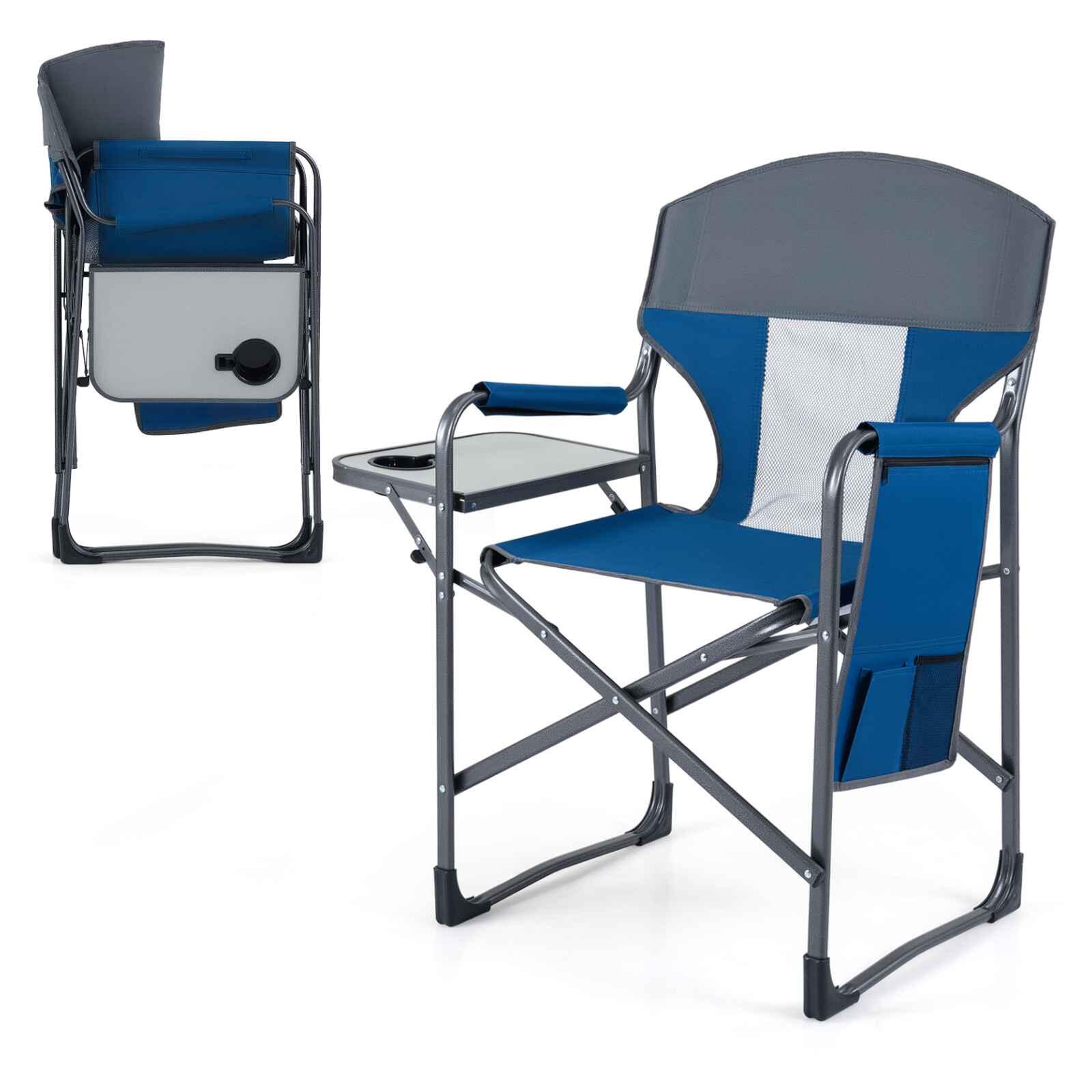 Oversized Padded Directors Camping Chair w/Side Table Cup Holder