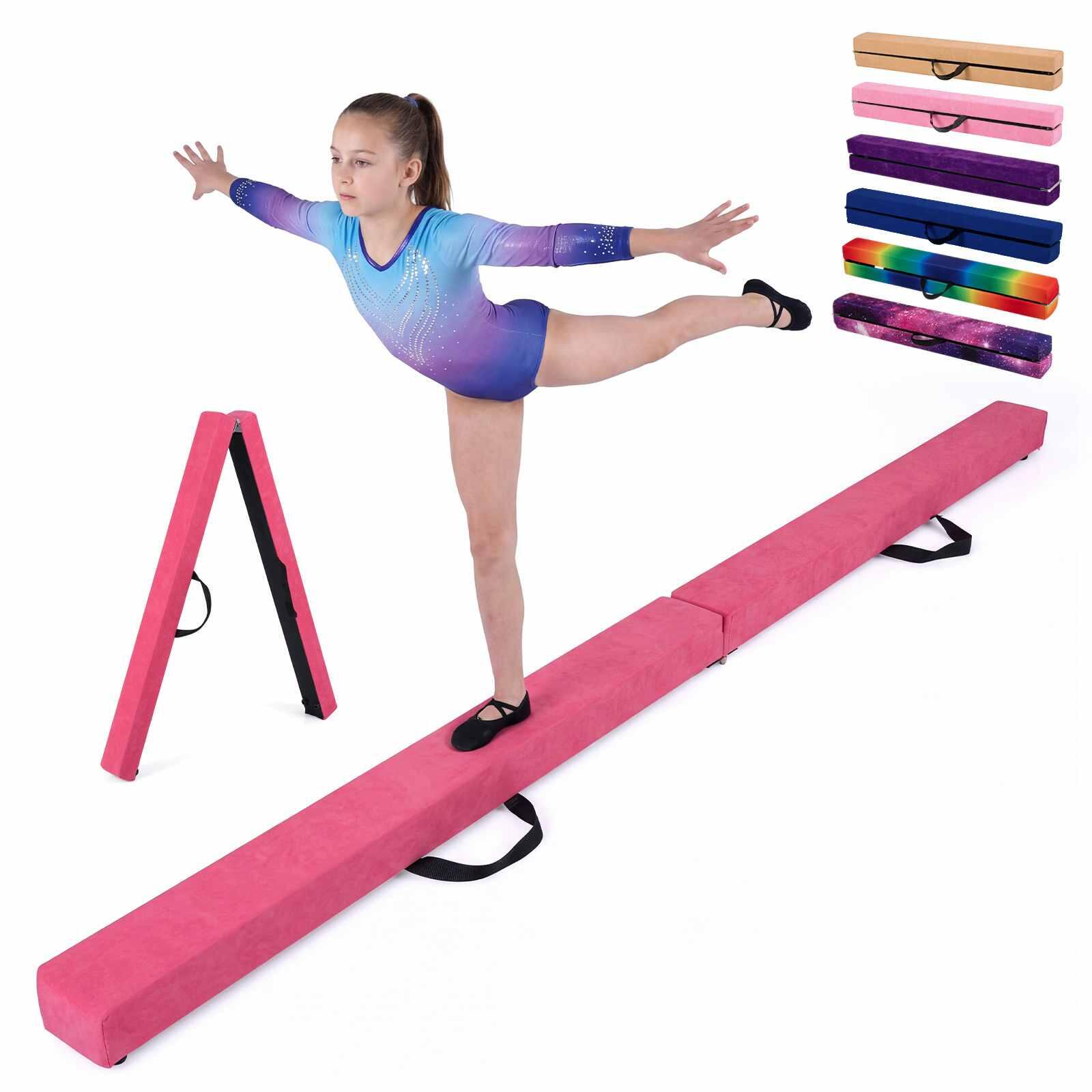 2.1m Folding Gymnastics Balance Beam Anti-Slip Rose Red