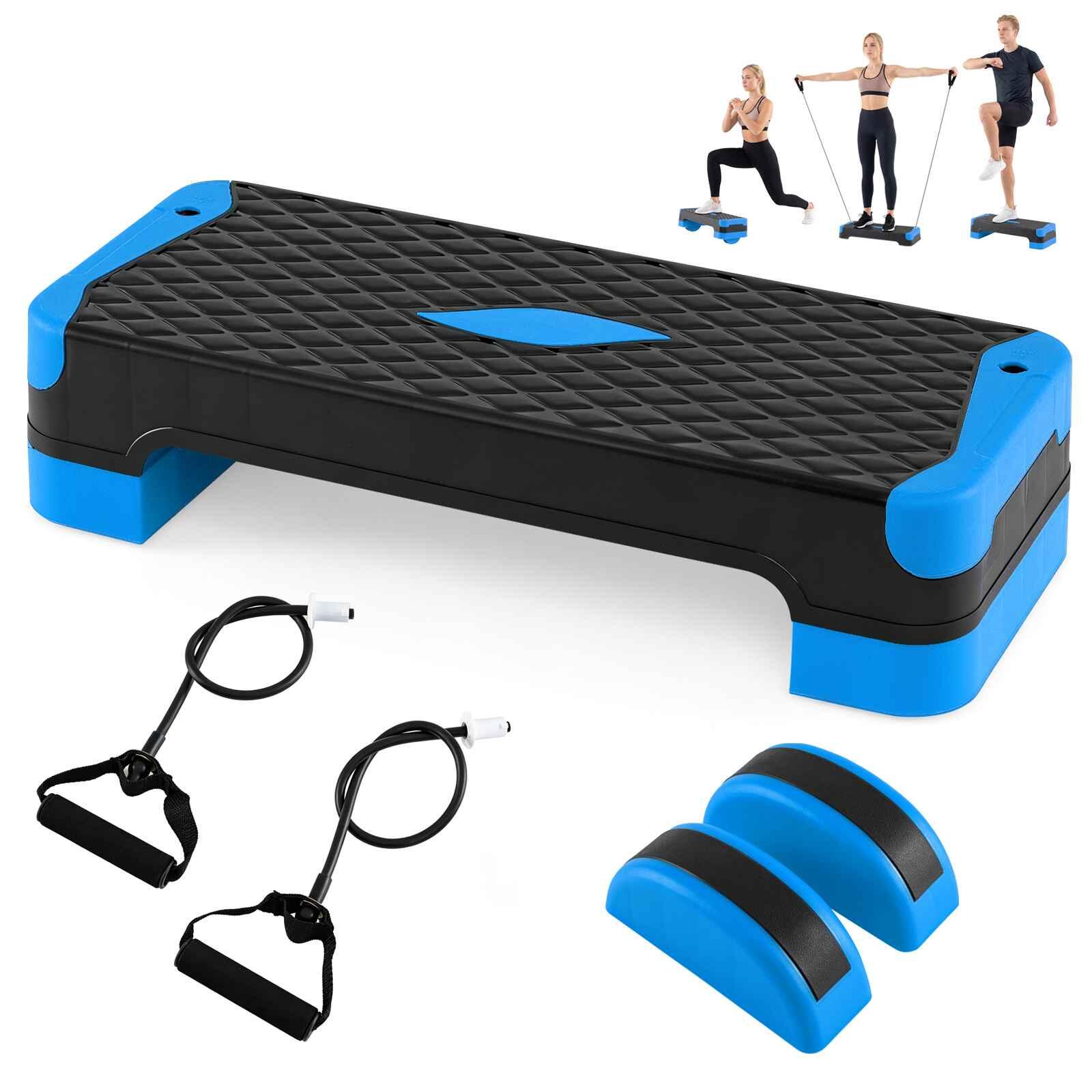3-in-1 Aerobic Step Platform 300kg w/Risers & Balance Trainers Blue
