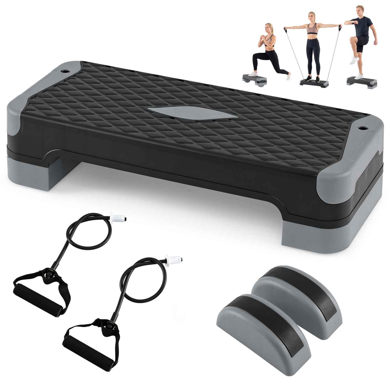 3-in-1 Aerobic Step Platform 300kg w/Risers & Balance Trainers Grey