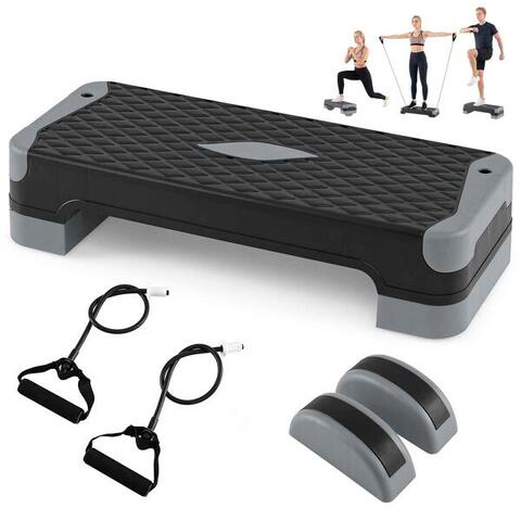 3-in-1 Aerobic Step Platform 300kg w/Risers & Balance Trainers Grey