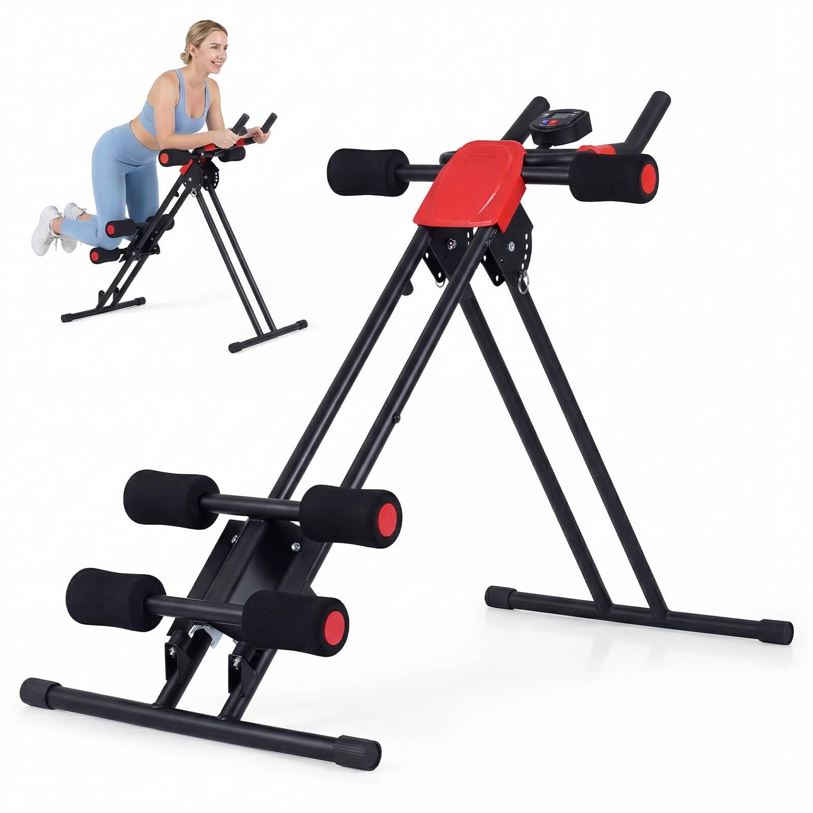 Folding Ab Machine w/6 Incline Levels & LCD Display Black