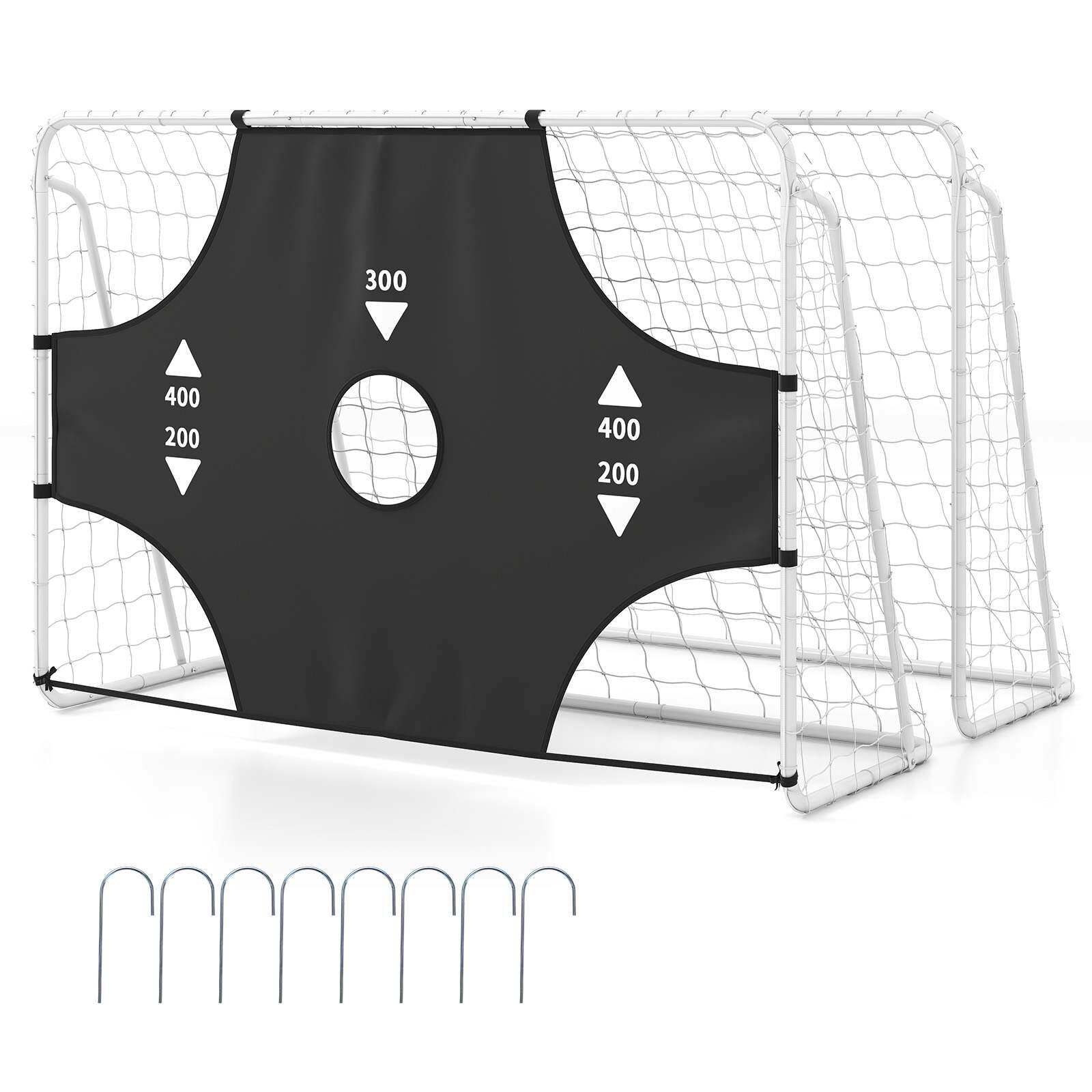 215x152cm 2-in-1 Soccer Goal Net Set w/Target Cloth Training Aid