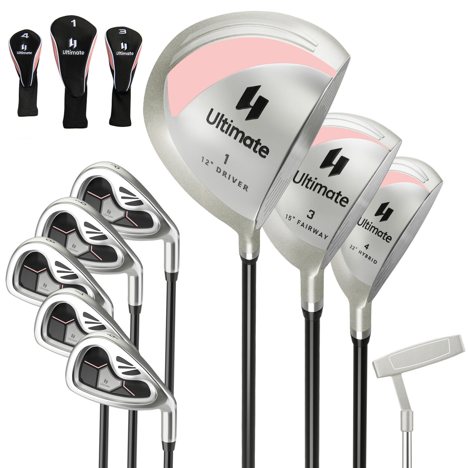 9pc Ladies Golf Club Set w/460CC Driver Right Hand Pink