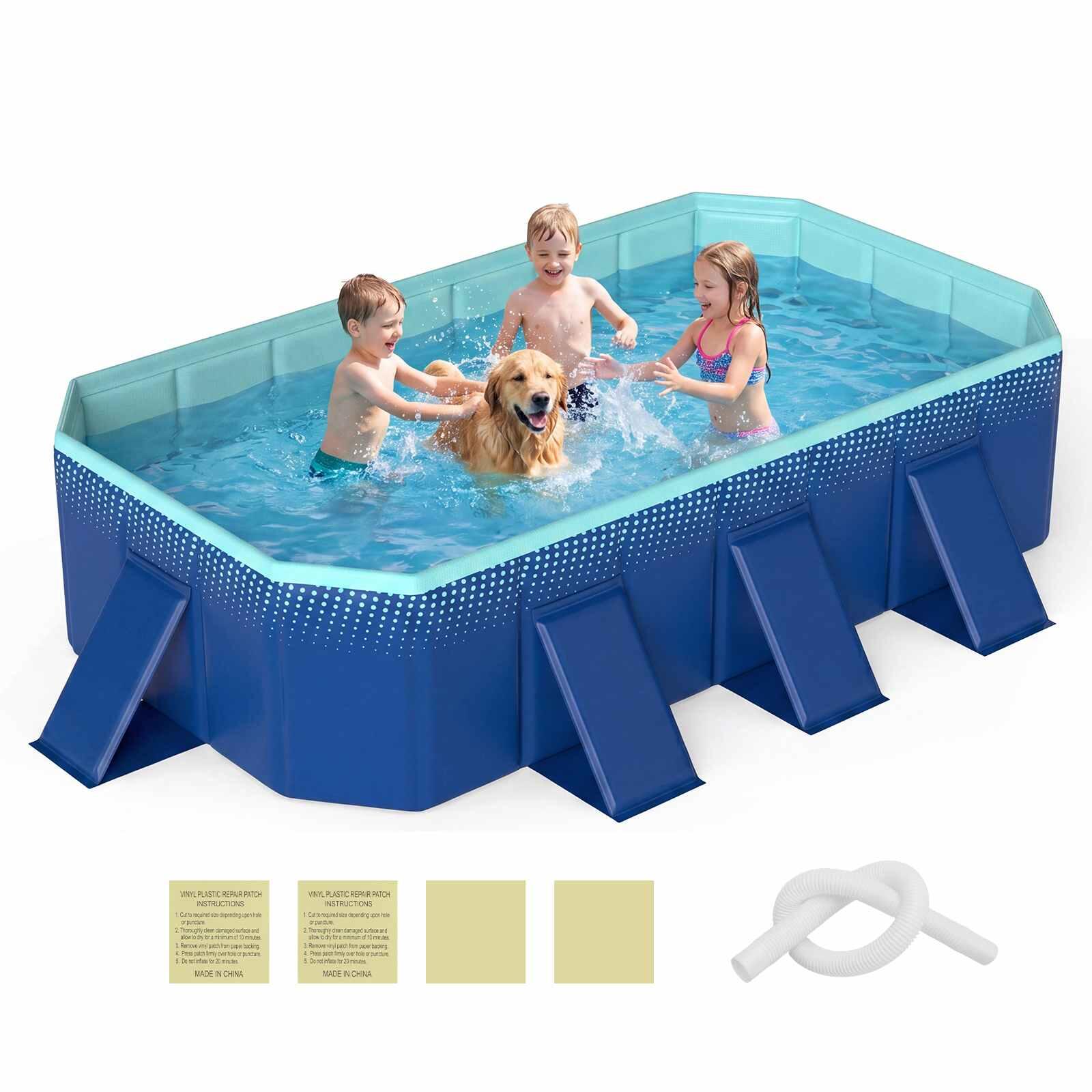 Foldable Swimming Pool Non-Inflatable w/Support Panels for 6
