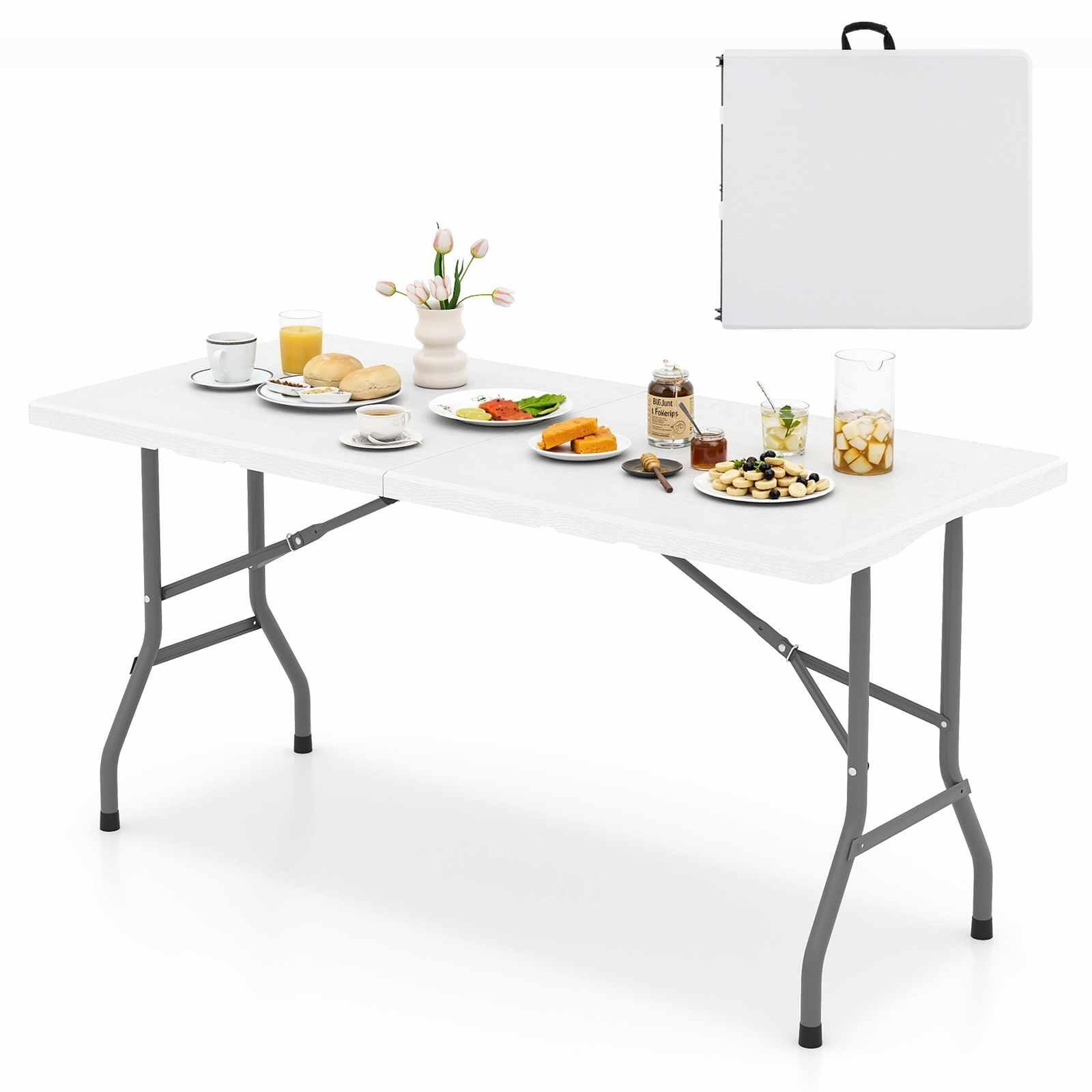 152cm Folding Picnic Table Waterproof Utility Desk White