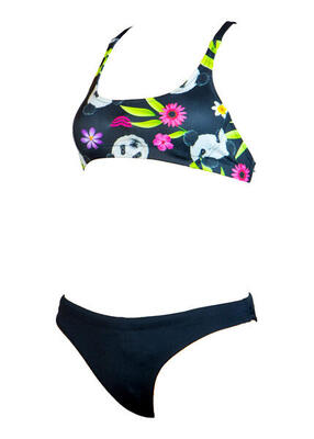 Aquarapid panda meisjesbikini defender - zwart/multicolor maat 28