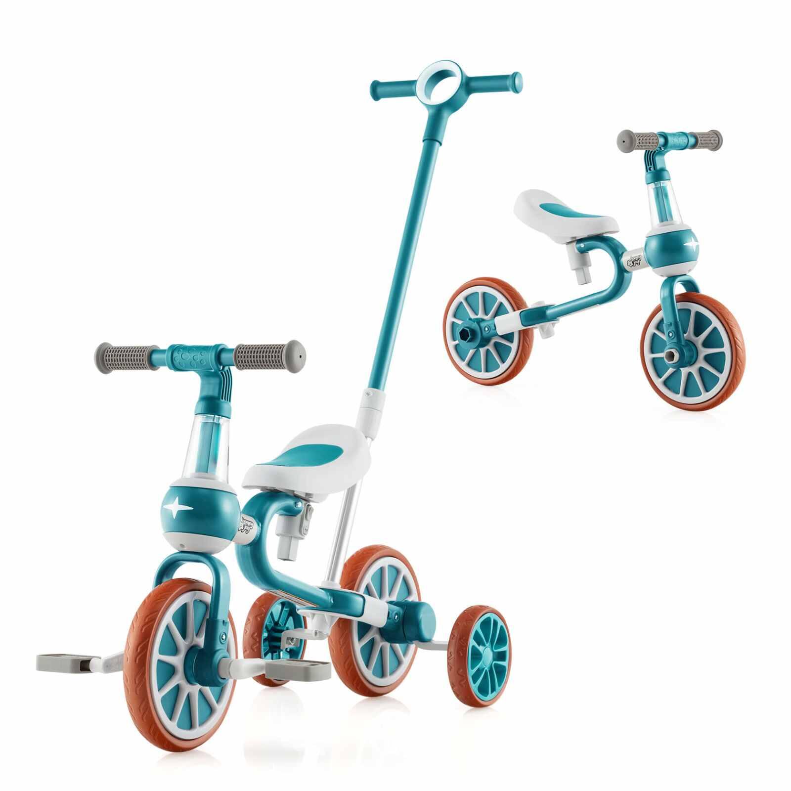 4-in-1 Kids Tricycle Balance Bike w/Push Handle Green