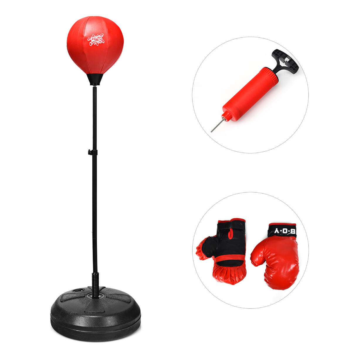 Adjustable Boxing Ball Set w/Stand Gloves & Hand Pump