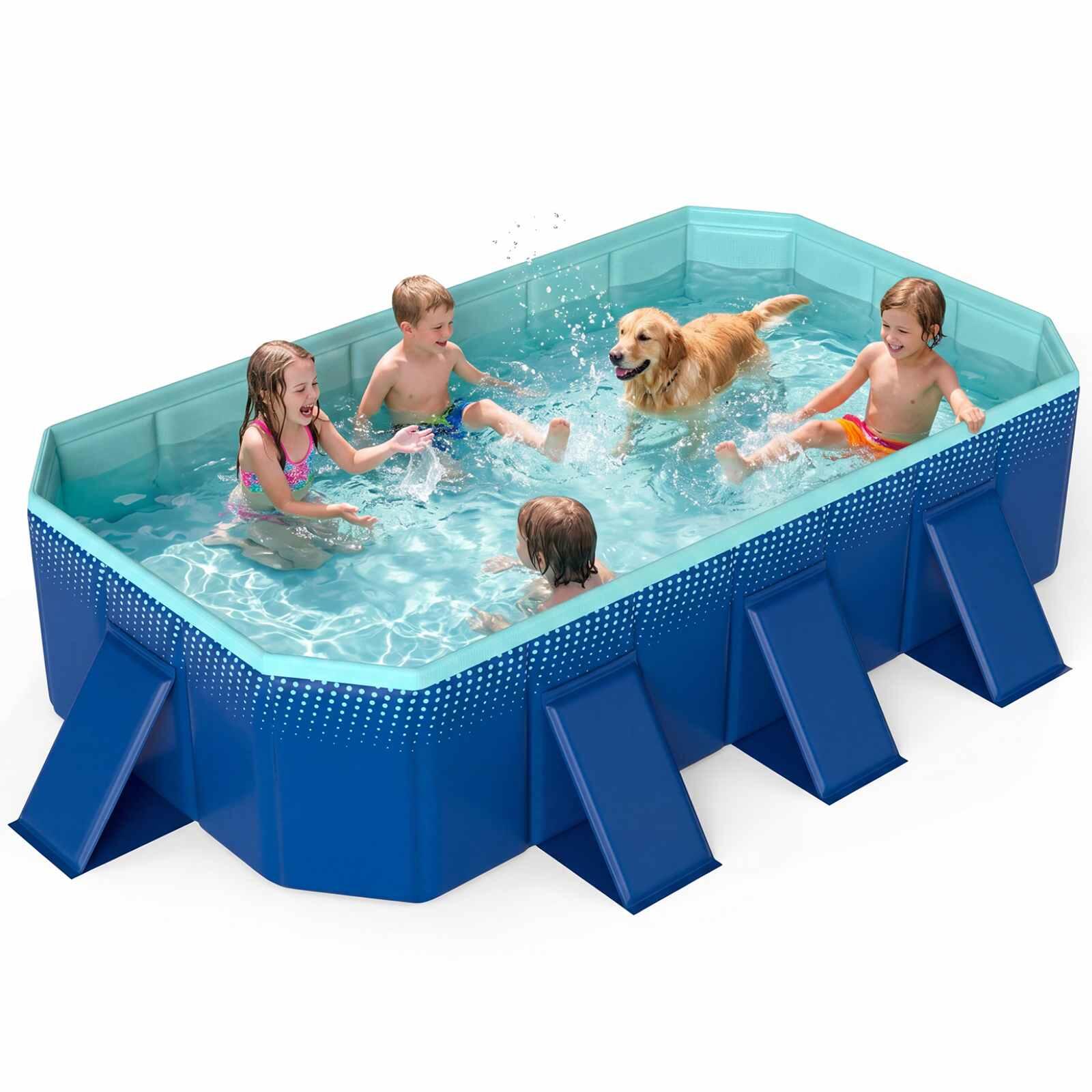 900L Foldable Swimming Pool Non-Inflatable w/Support Panels