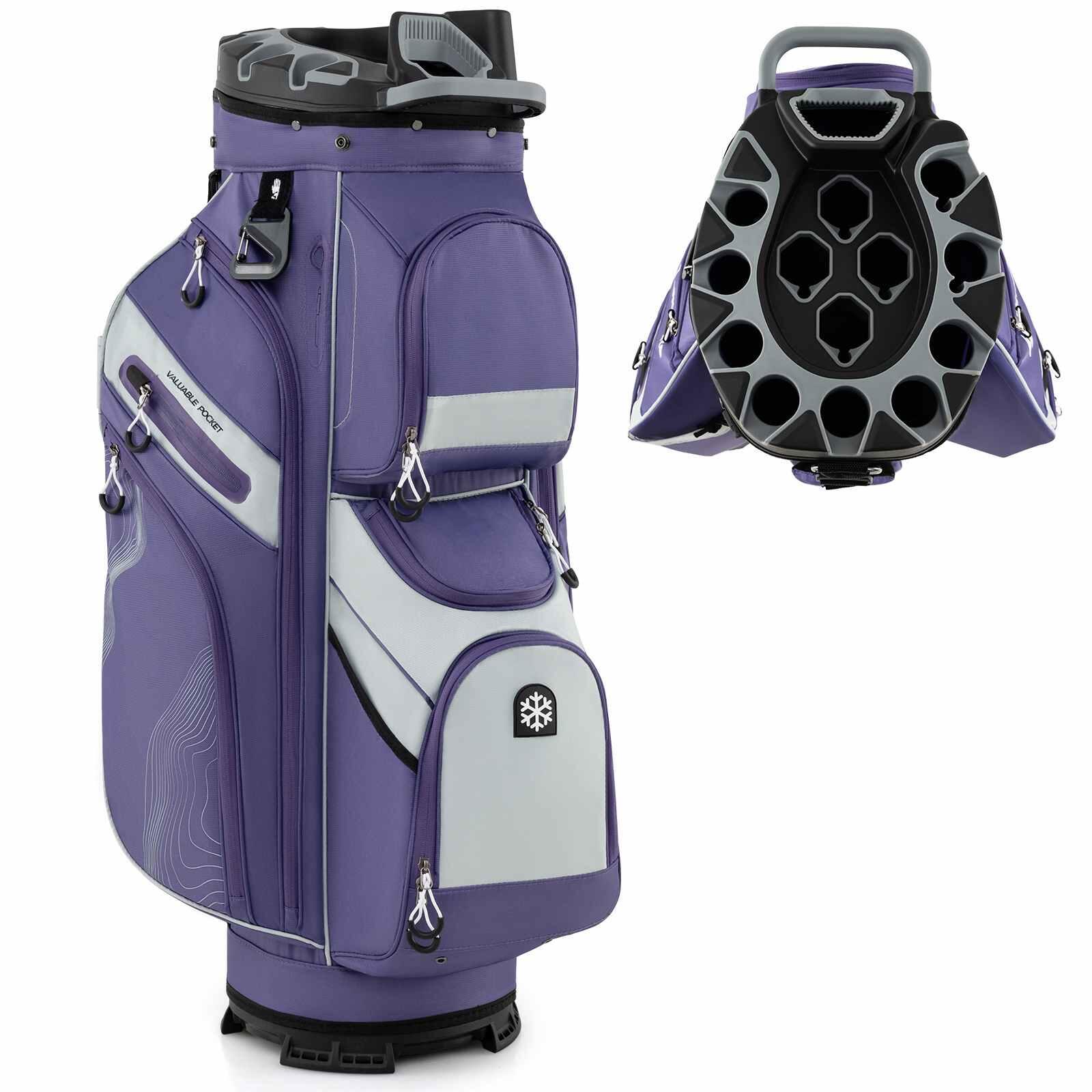 Golf Cart Bag w/14-Way Dividers & 11 Pockets Purple