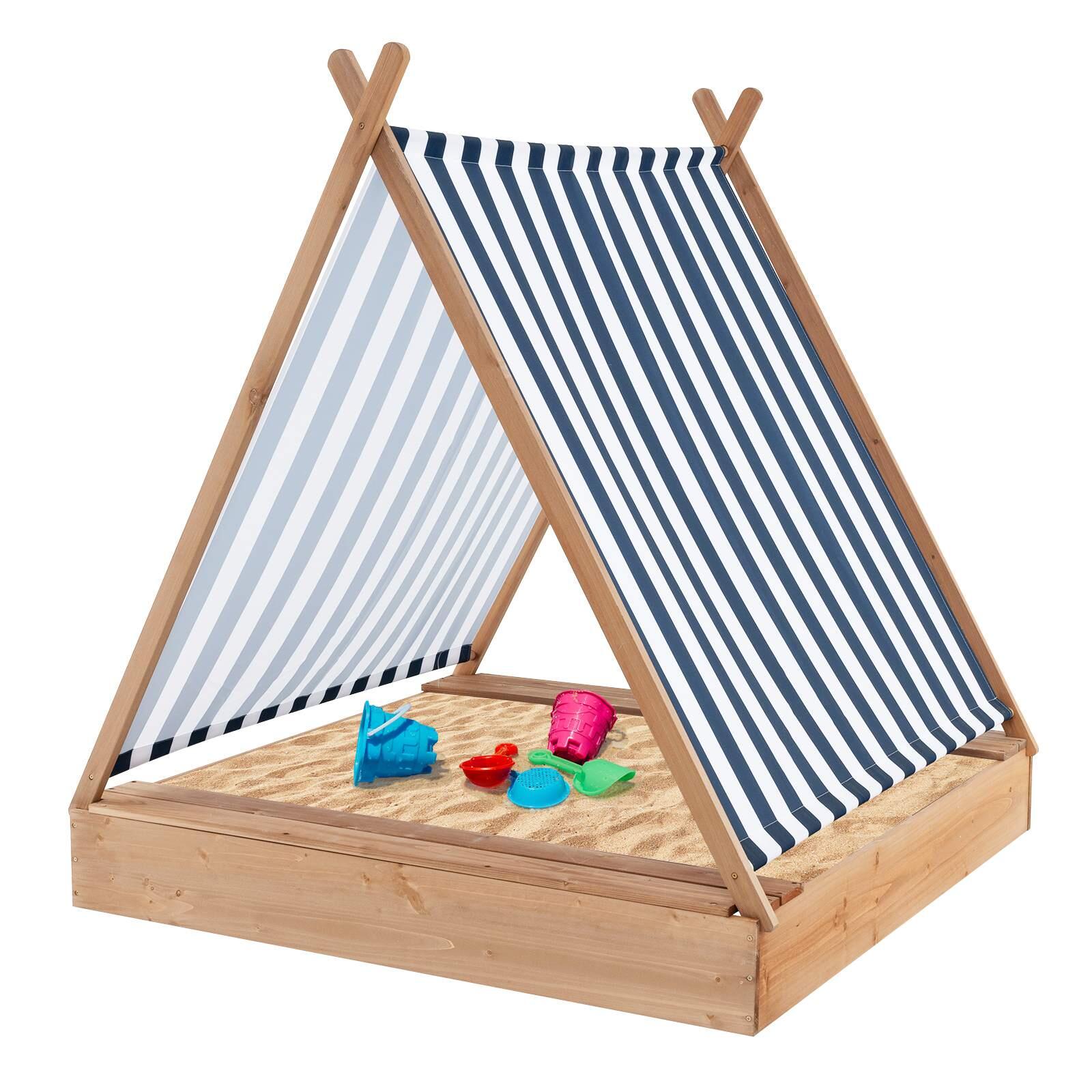 Wooden Sandbox w/Canopy & Bench Seats