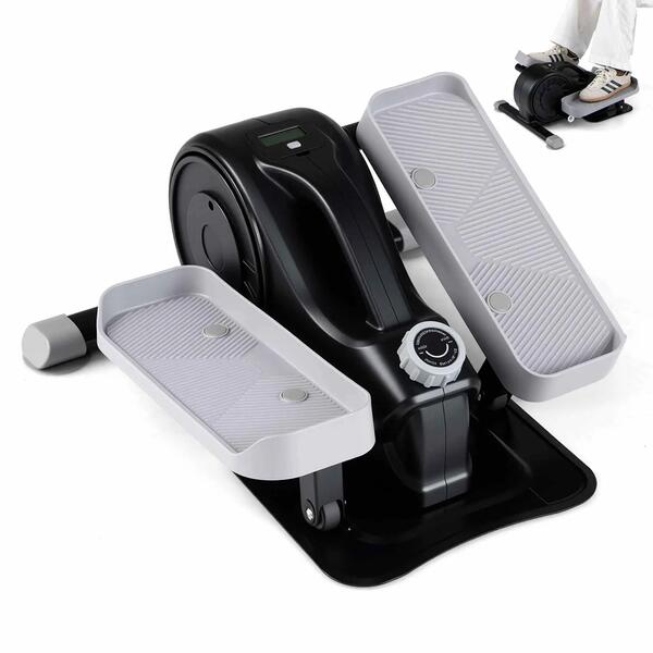 Low under desk elliptical pedal machine with a small display