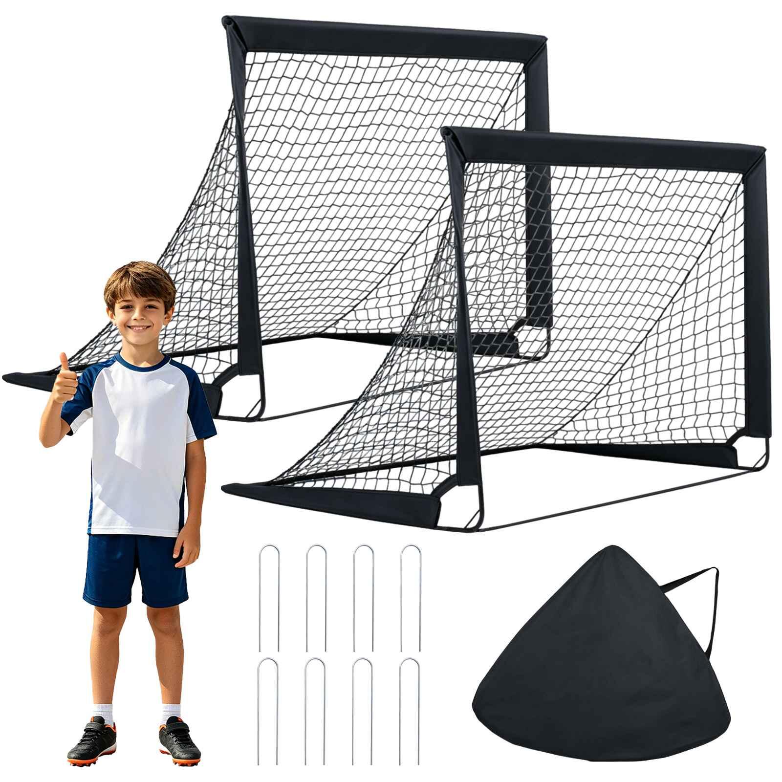 Set of 2 Pop-Up Football Goals 120x92cm w/Carry Bag