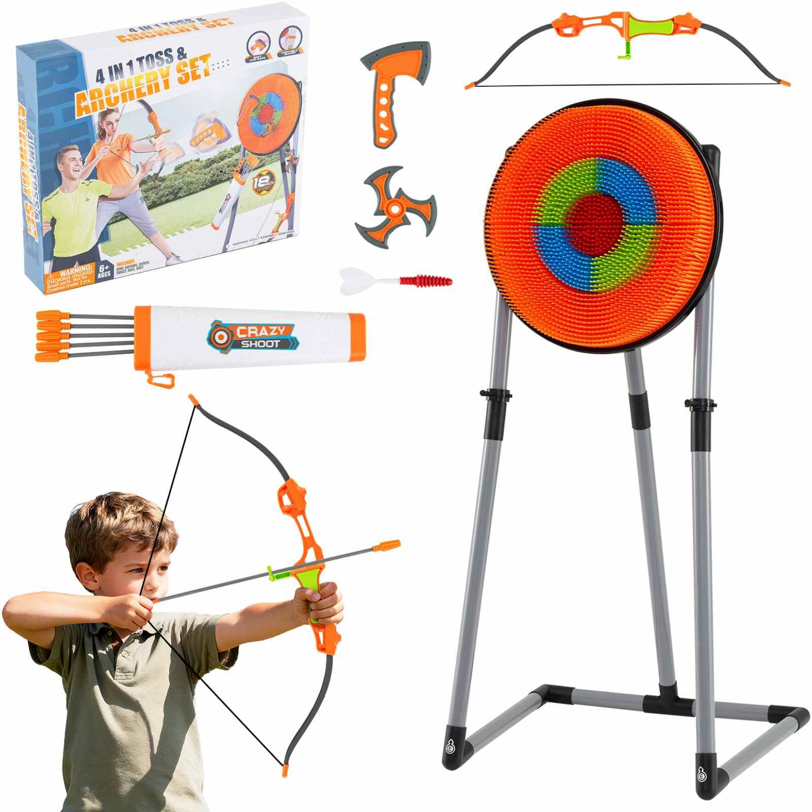 4-in-1 Archery Target Set w/Axes & Ninja Darts Orange