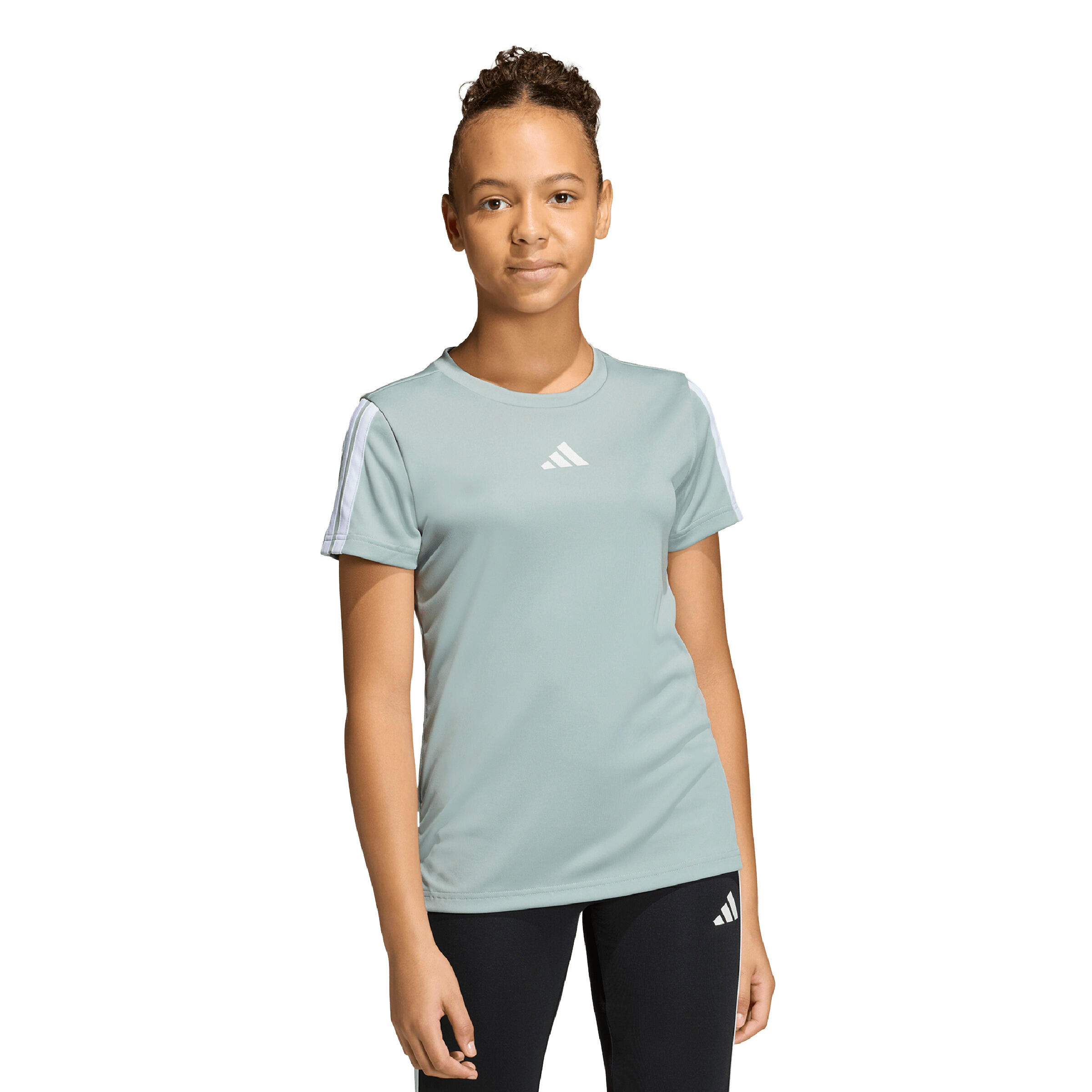Girl's jersey athletic top adidas Train Essentials 3 Stripes 2/6