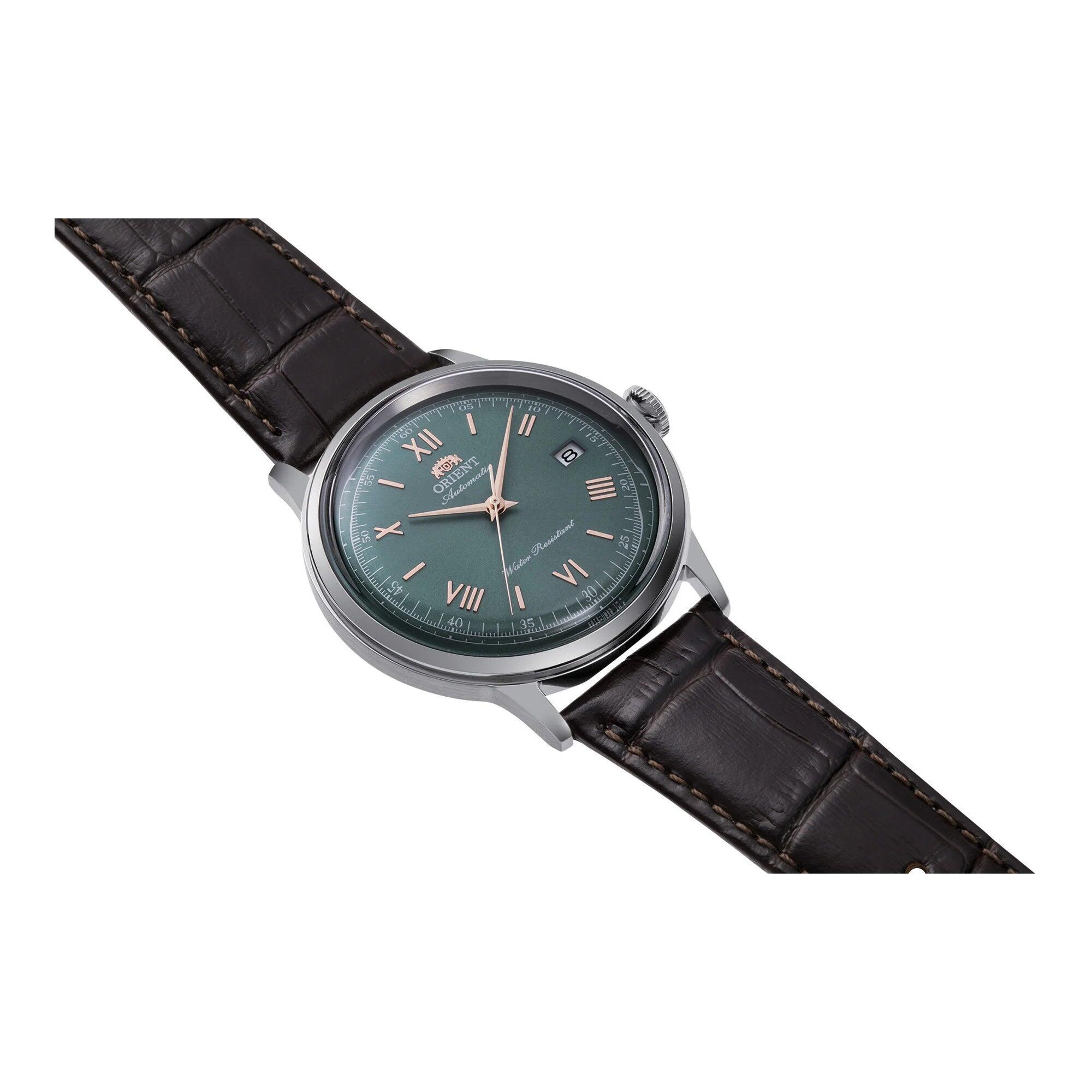 ORIENT Bambino RA-AC0023E, montre automatique, cuir, aquamarine 3/4