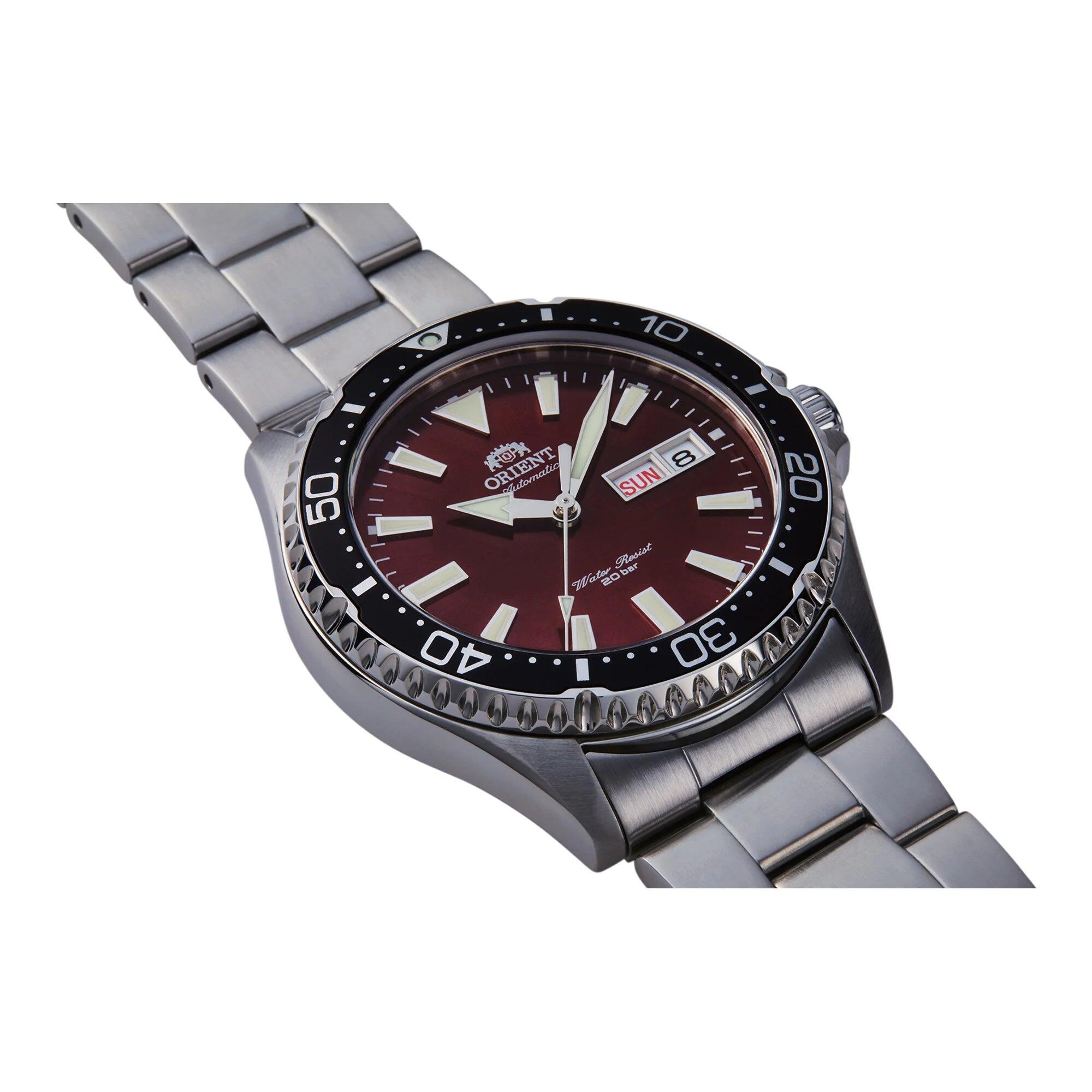 ORIENT Sports Kamasu Mako III V1 RA-AA0003R montre mécanique acier bordeaux 3/4