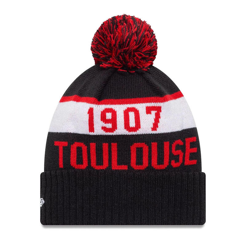 Căciulă Sport cu pompon Stade Toulousain New Era neagră, roșie și albă