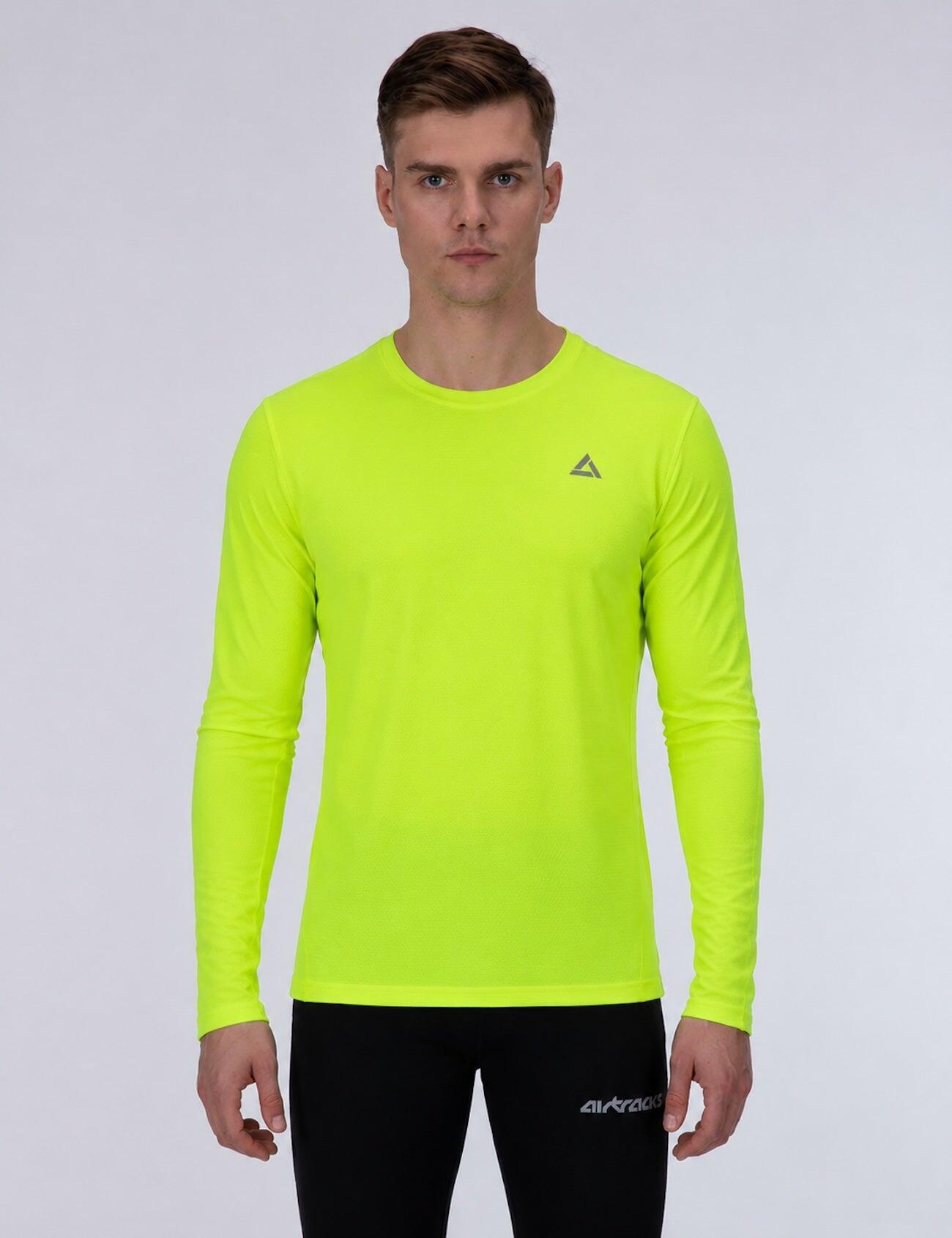 Herren Funktions Laufshirt Langarm Pro Line Neon Weiss 1/4