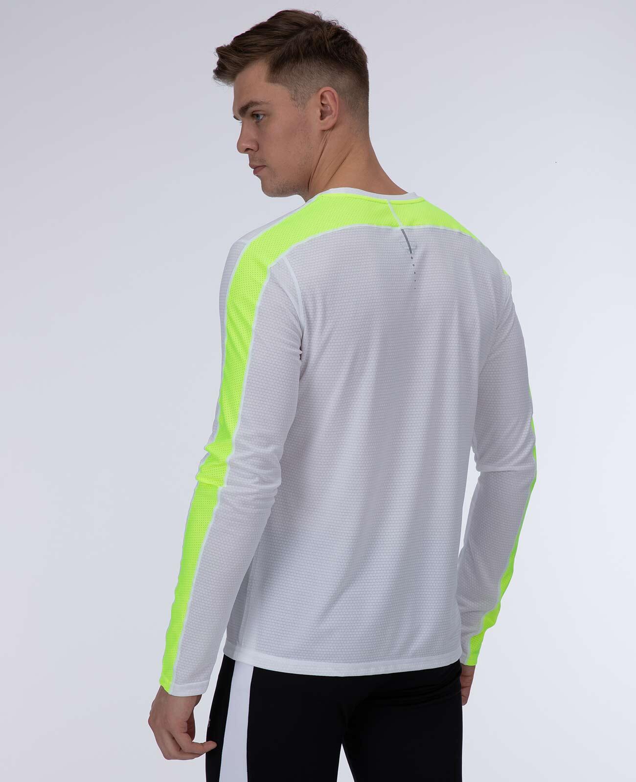 Herren Funktions Laufshirt Langarm Pro Line Weiss Neon 4/4