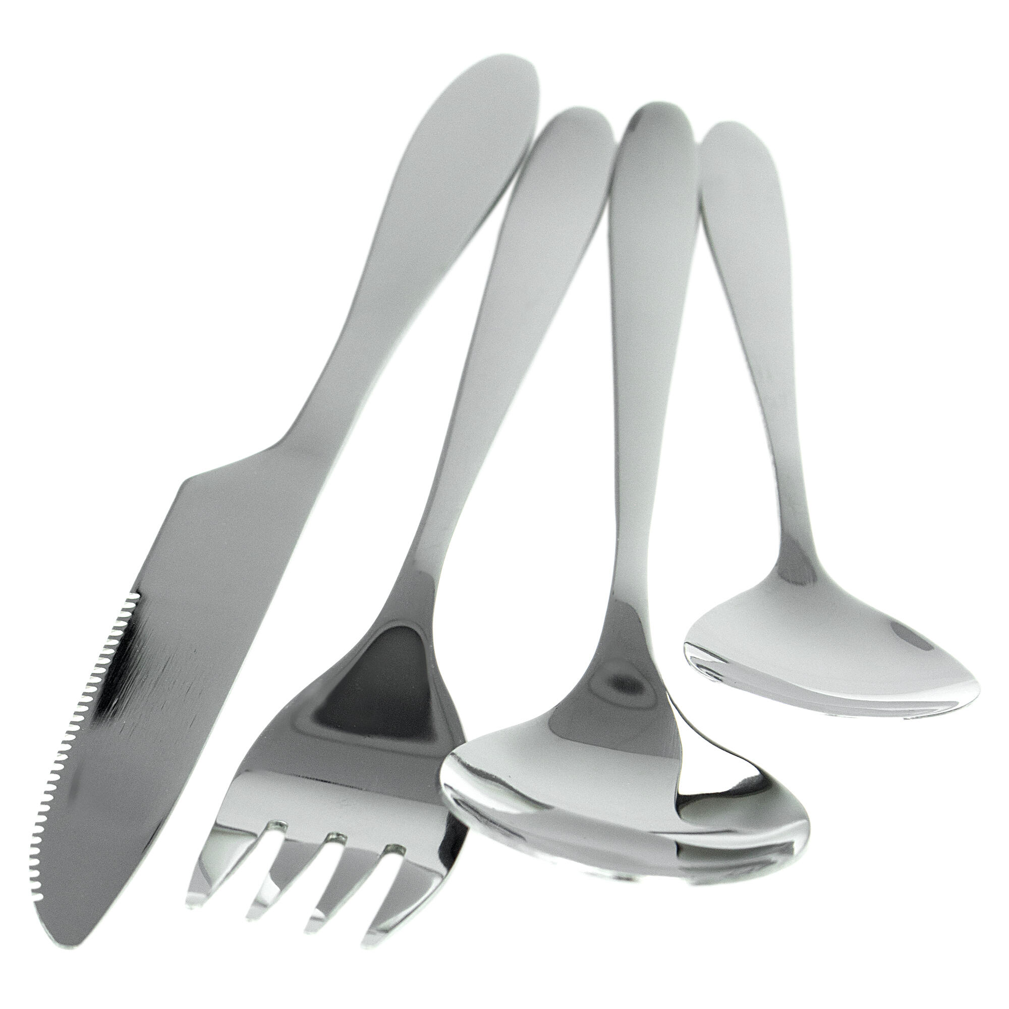 Camping Besteck 'lunch', flacher Teller und Thermotasse Set | Edelstahl 6/7