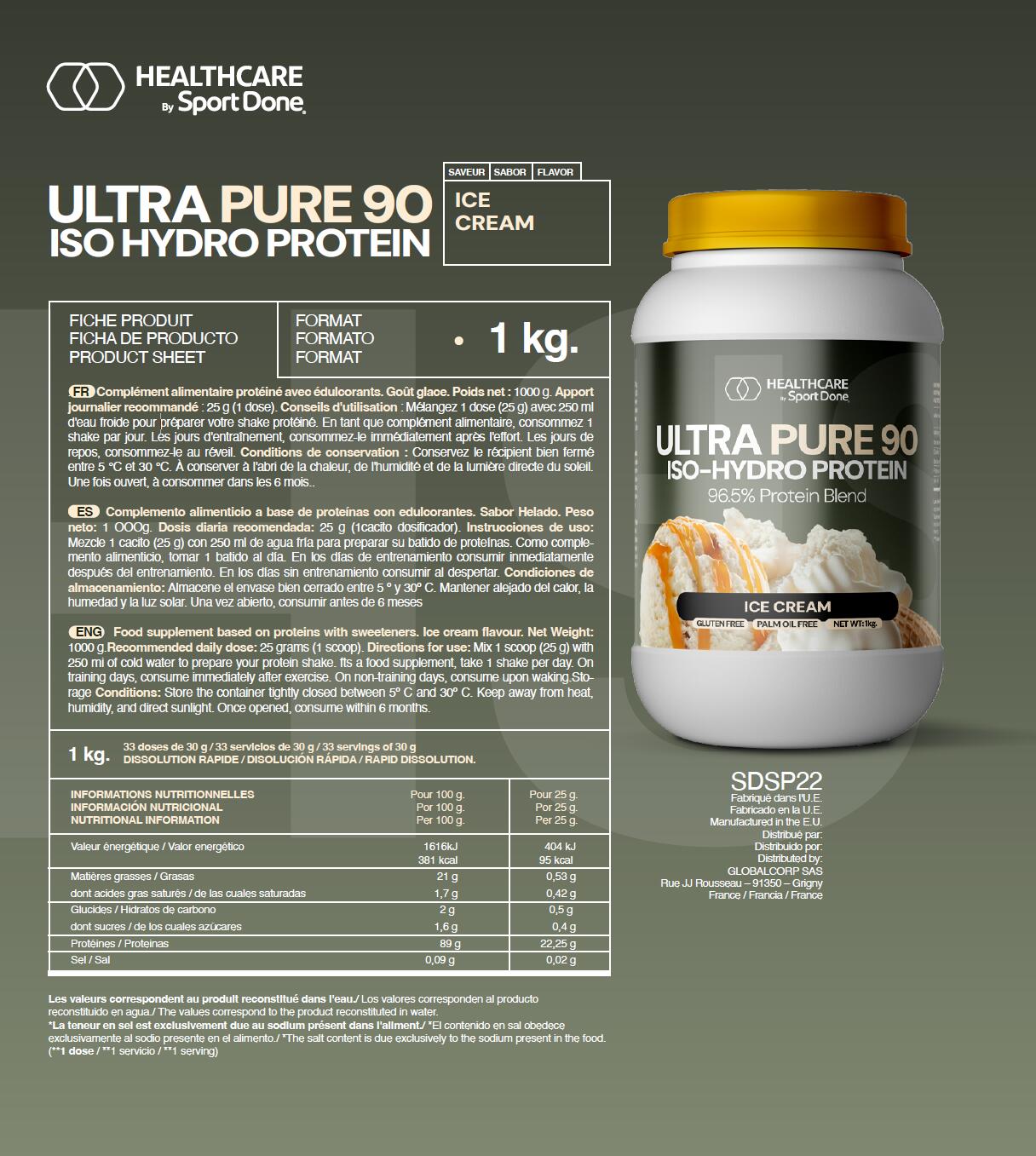 Protéine Ultra Isolate Ice Cream 1 kg SportDone 3/3