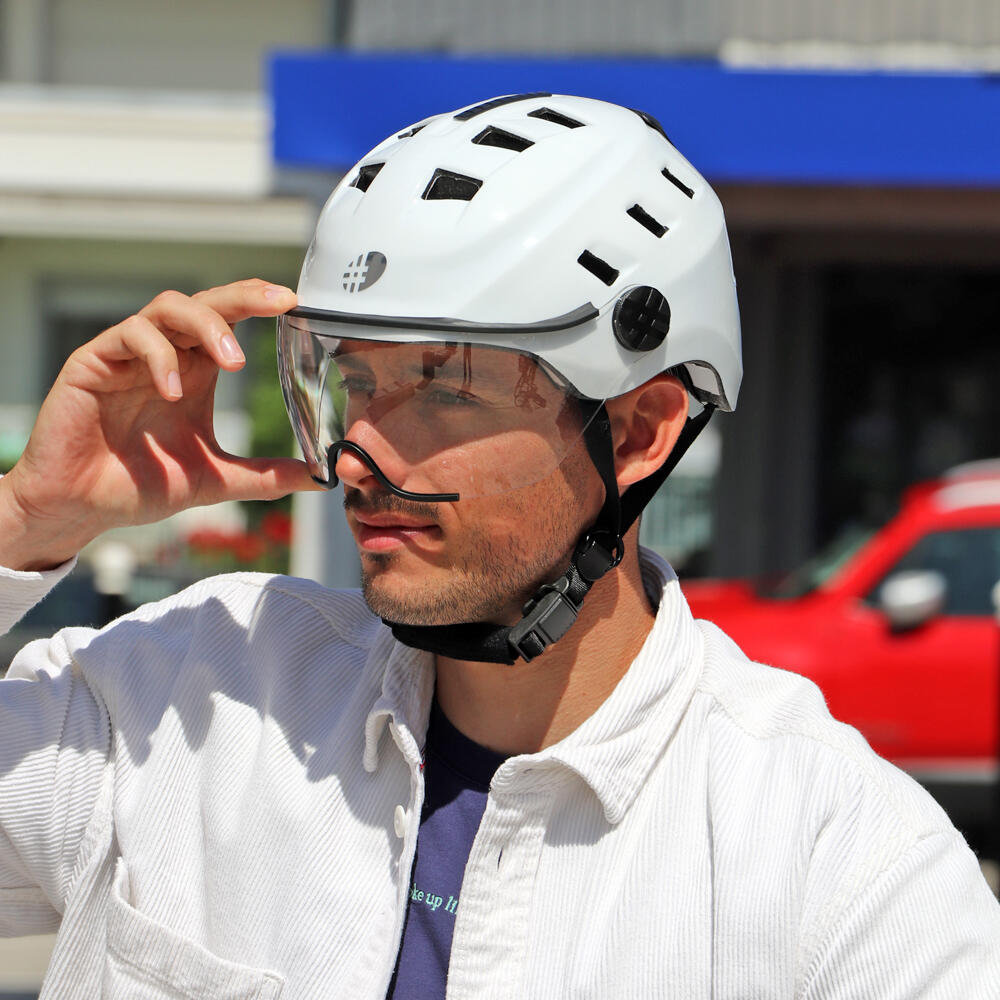 EDGE LED-fietshelm met vizier WHITE. 3/6