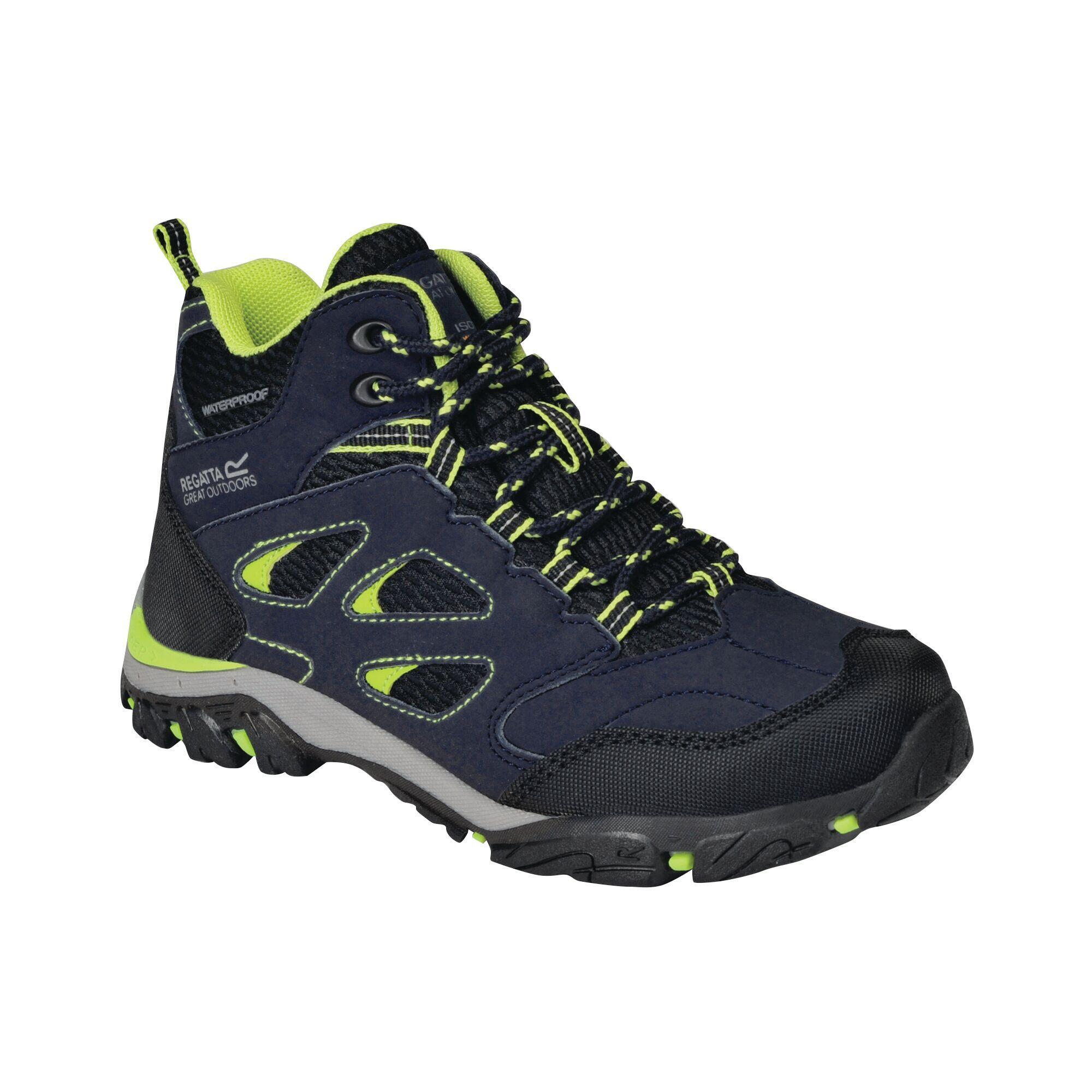 REGATTA Childrens/Kids Holcombe IEP Junior Hiking Boots (Navy/Lime Punch)