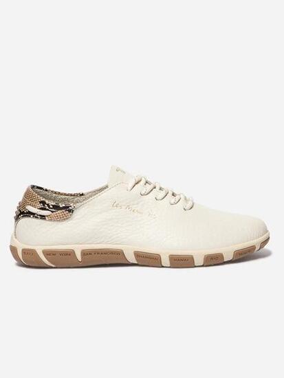 Chaussures - Sport - Femme - Cuir, lacets, talon 25 mm - JAZARU - Beige python