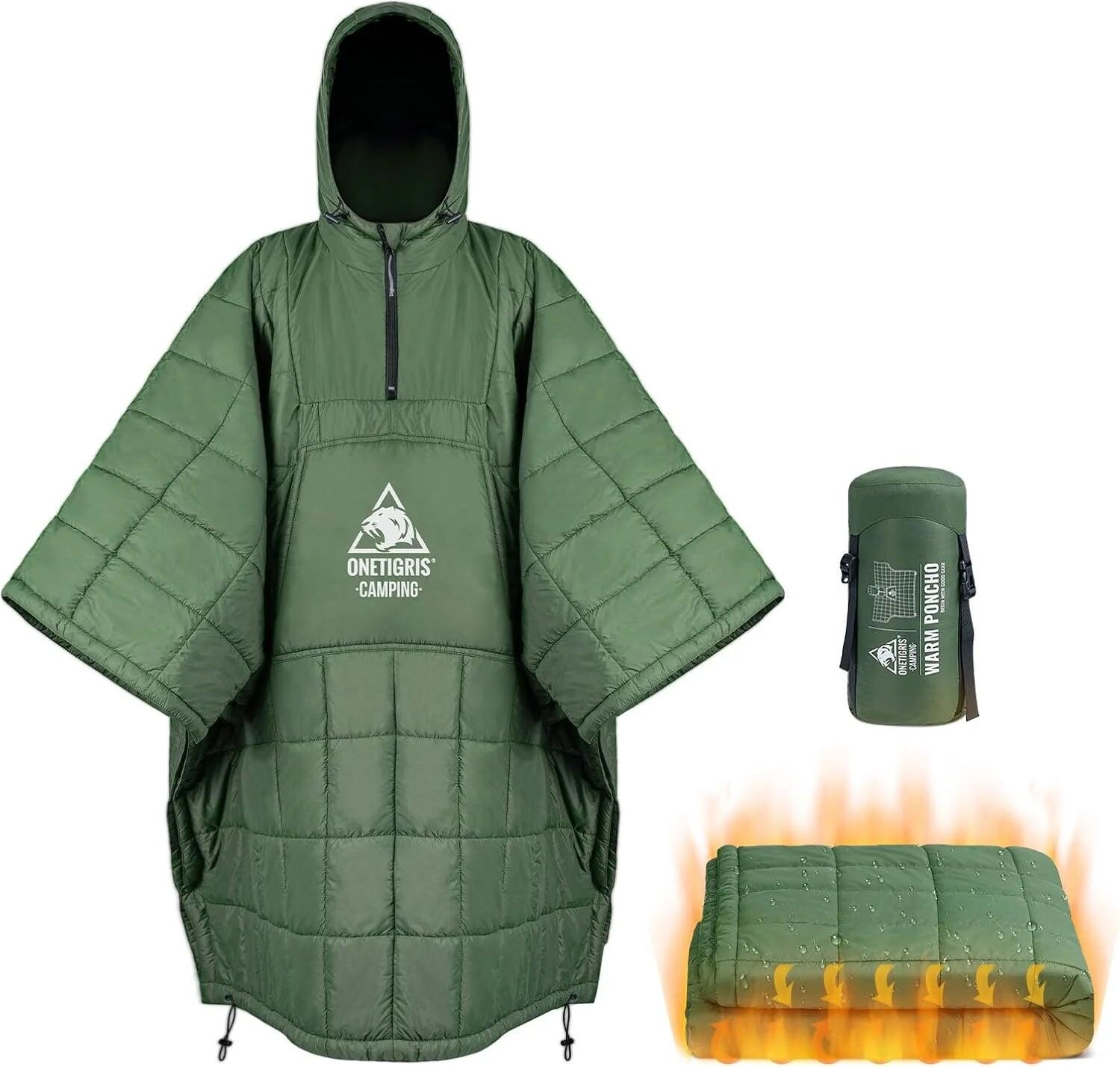Tactical Poncho Blanket Wearable Sleeping Bag Hooded Ultralight