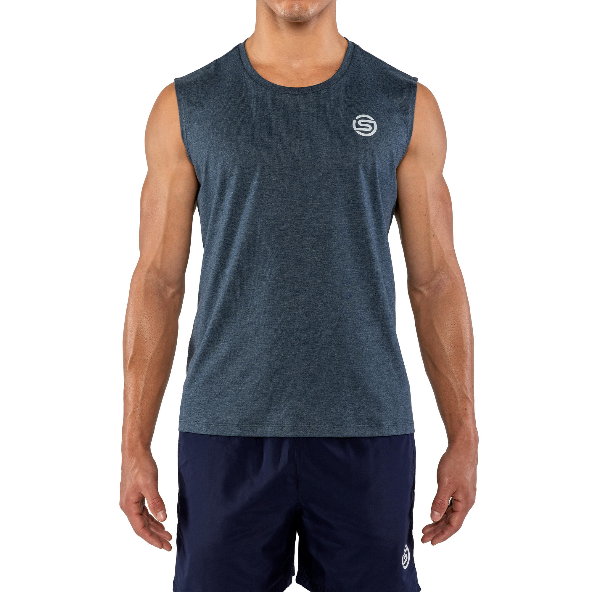 SKINS Activewear Mens Polyester Singlet Lightweight Midnight Navy XXL