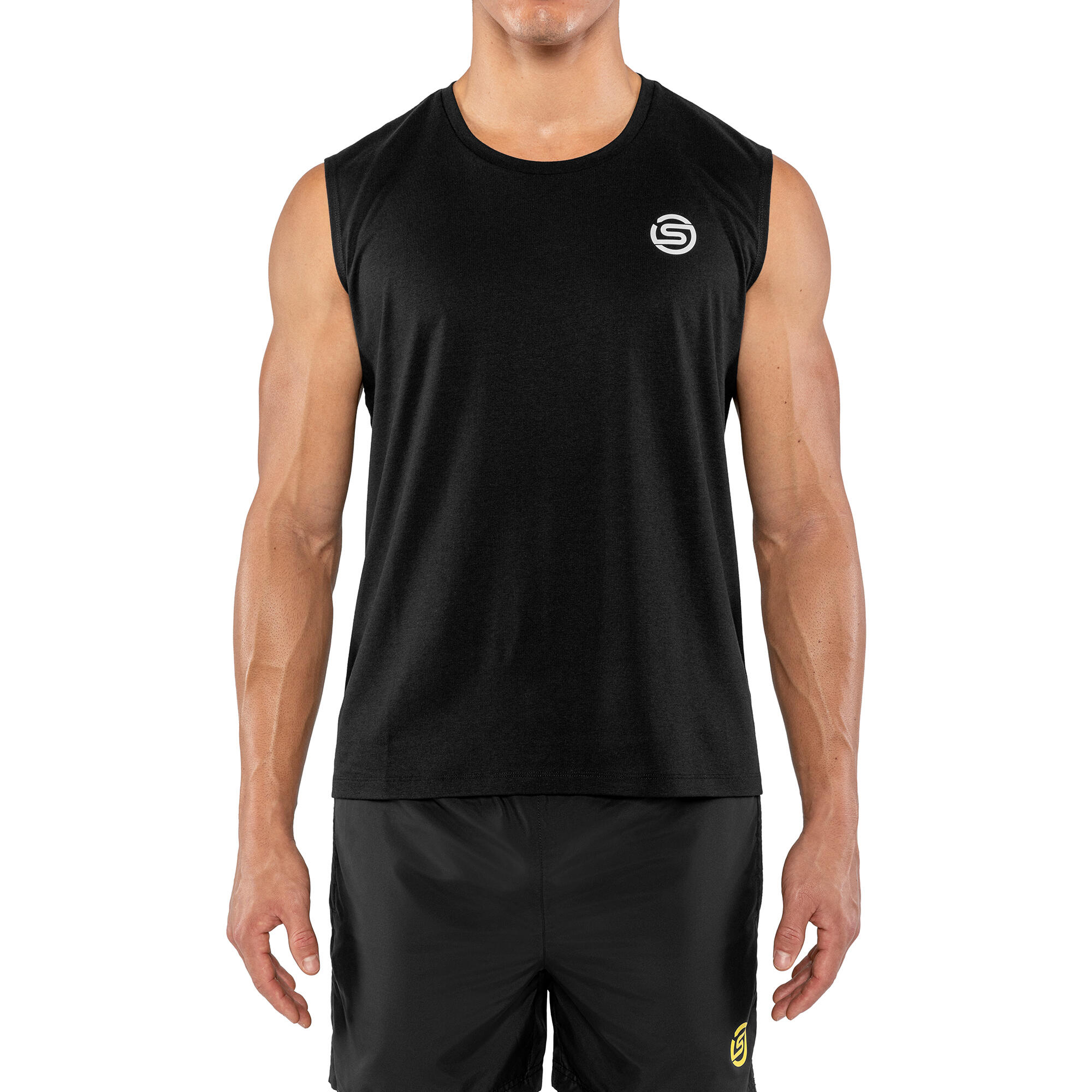 SKINS Activewear Mens Polyester Singlet Lightweight Black S