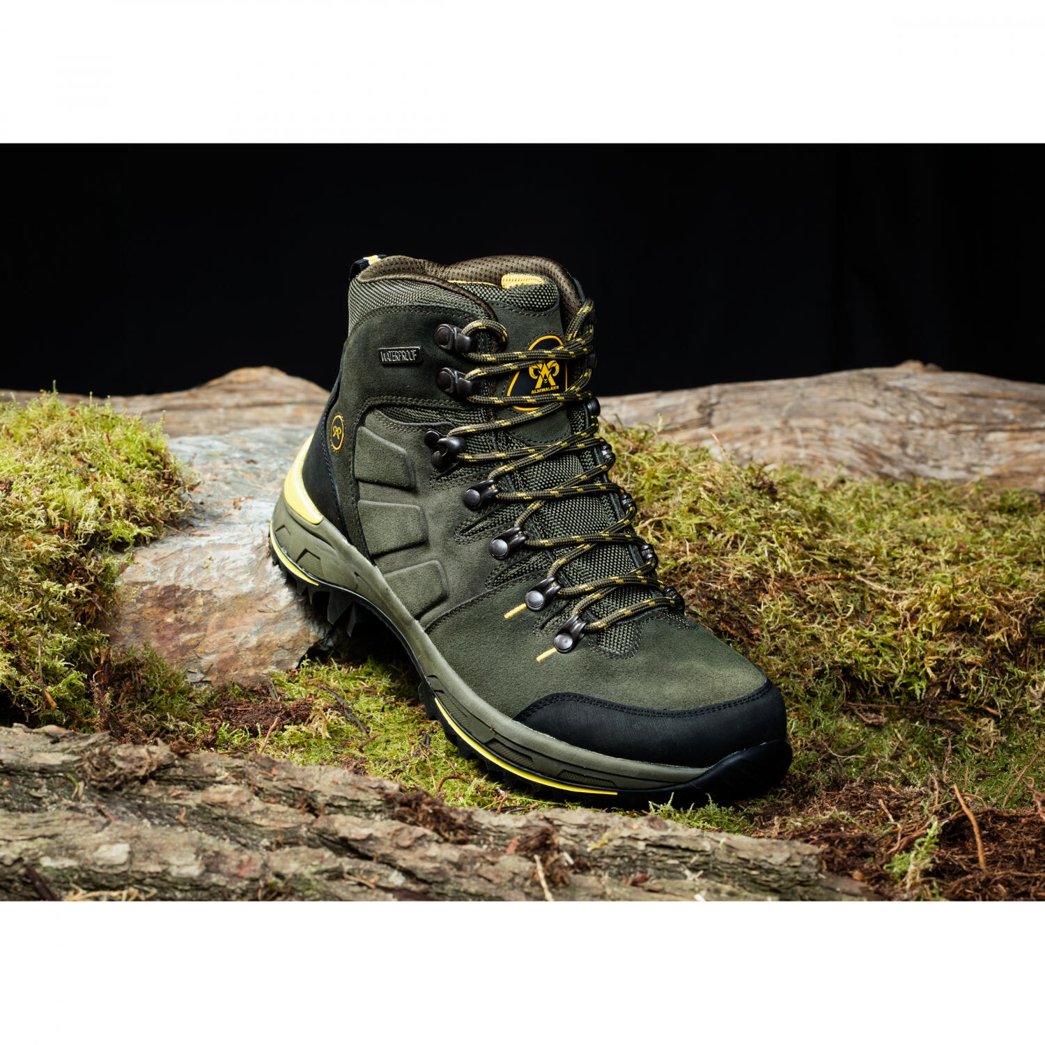 Almwalker Outdoorboots Kongo Herren (Oliv/Schwarz) Größe 46 3/4