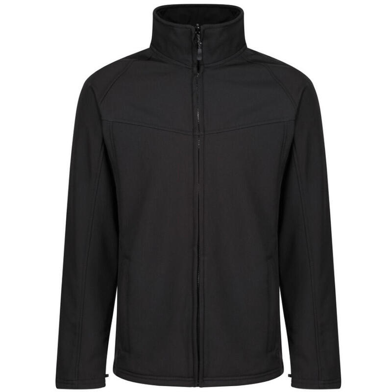 Uproar Mens Softshell Wind Resistant Fleece Jacket (All Black)