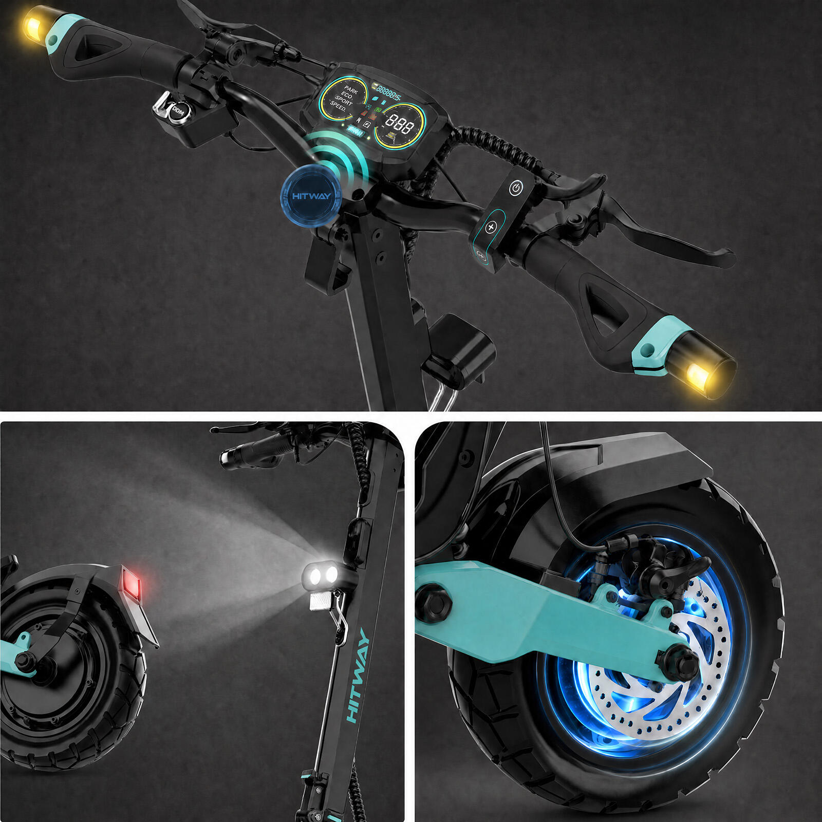 10" E-Scooter Mit 2*1800w Doppelmotor Reichweite Bis 100 Km H11-ABE 5/7